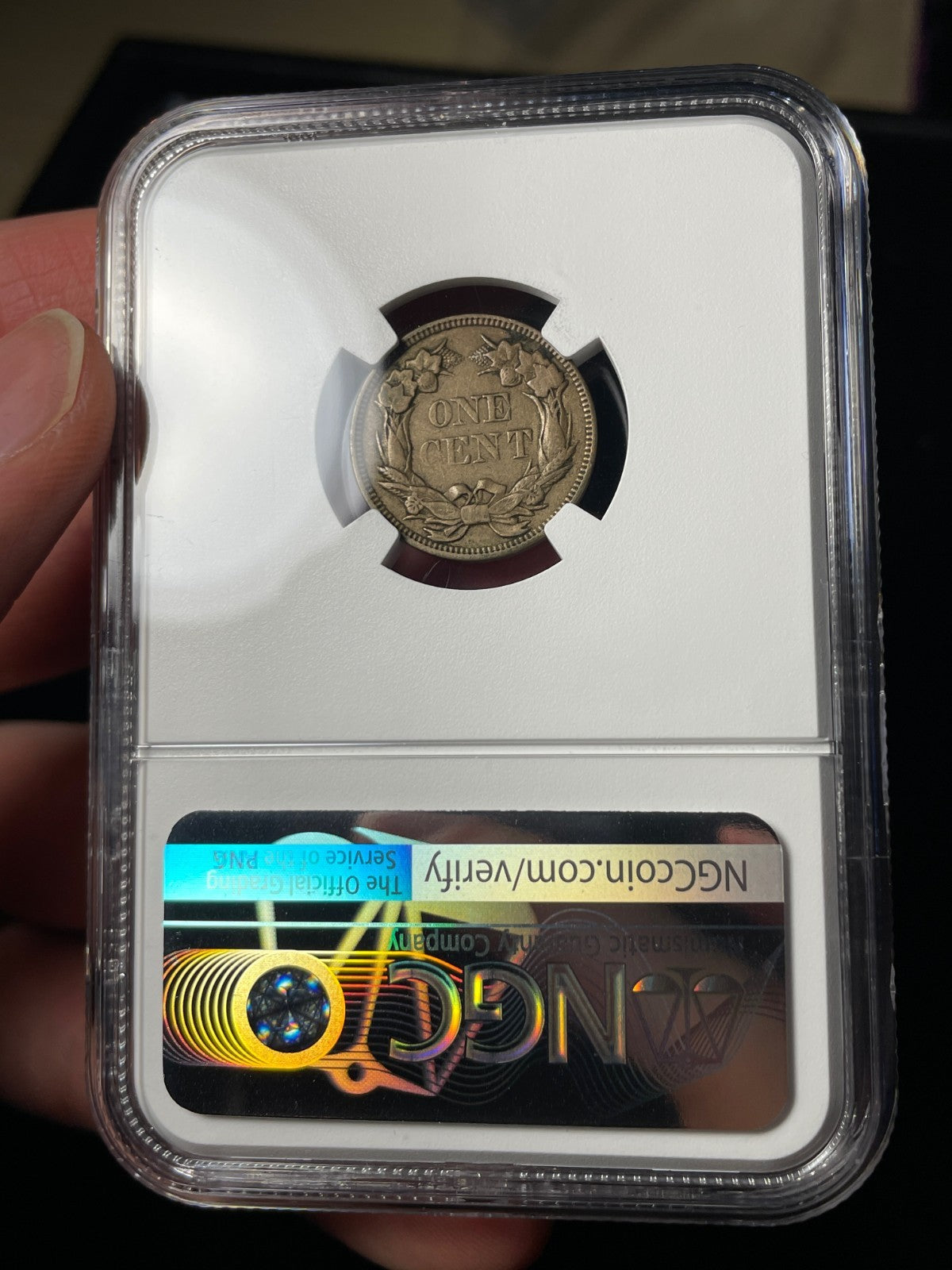 1857 NGC AU Details Flying Eagle Cent