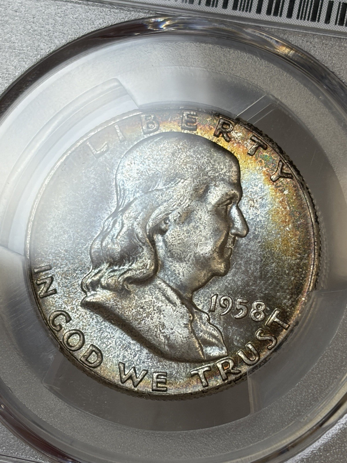 1956 PCGS MS67 CAC Franklin Half Dollar Toned