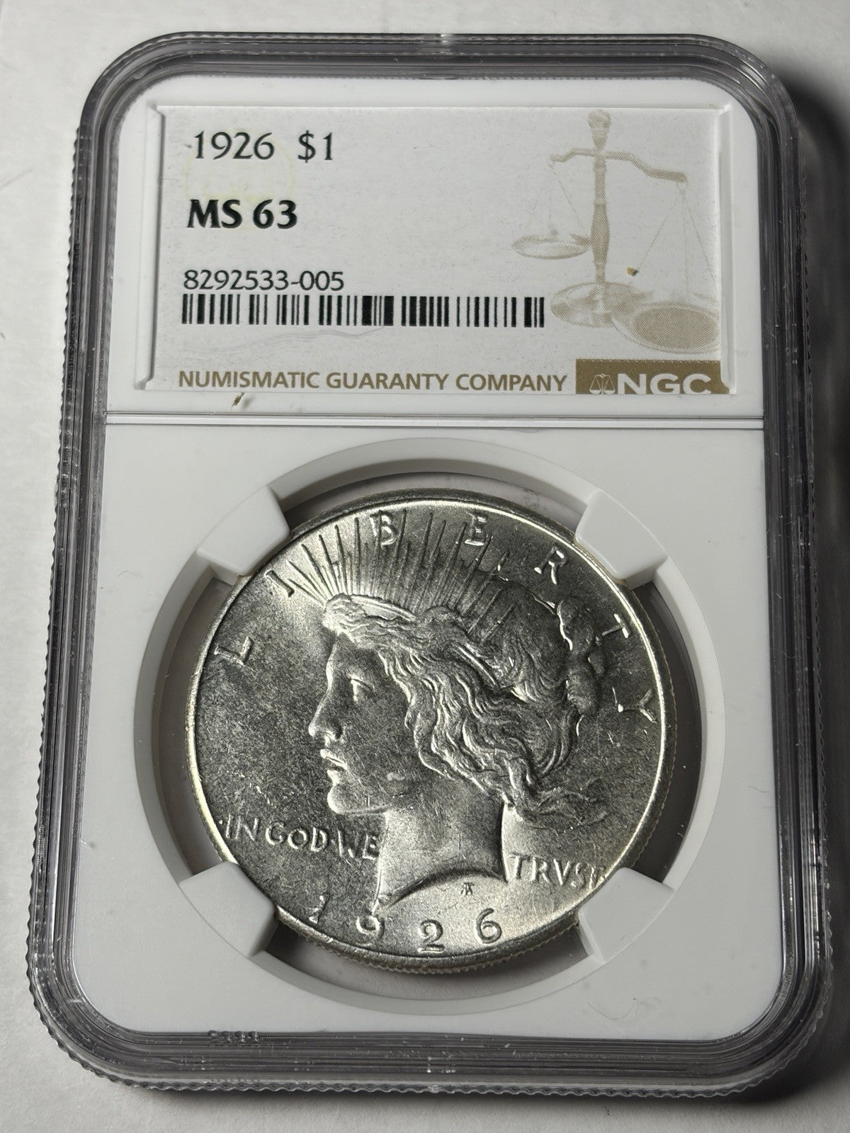1926 NGC MS63 Peace Silver Dollar