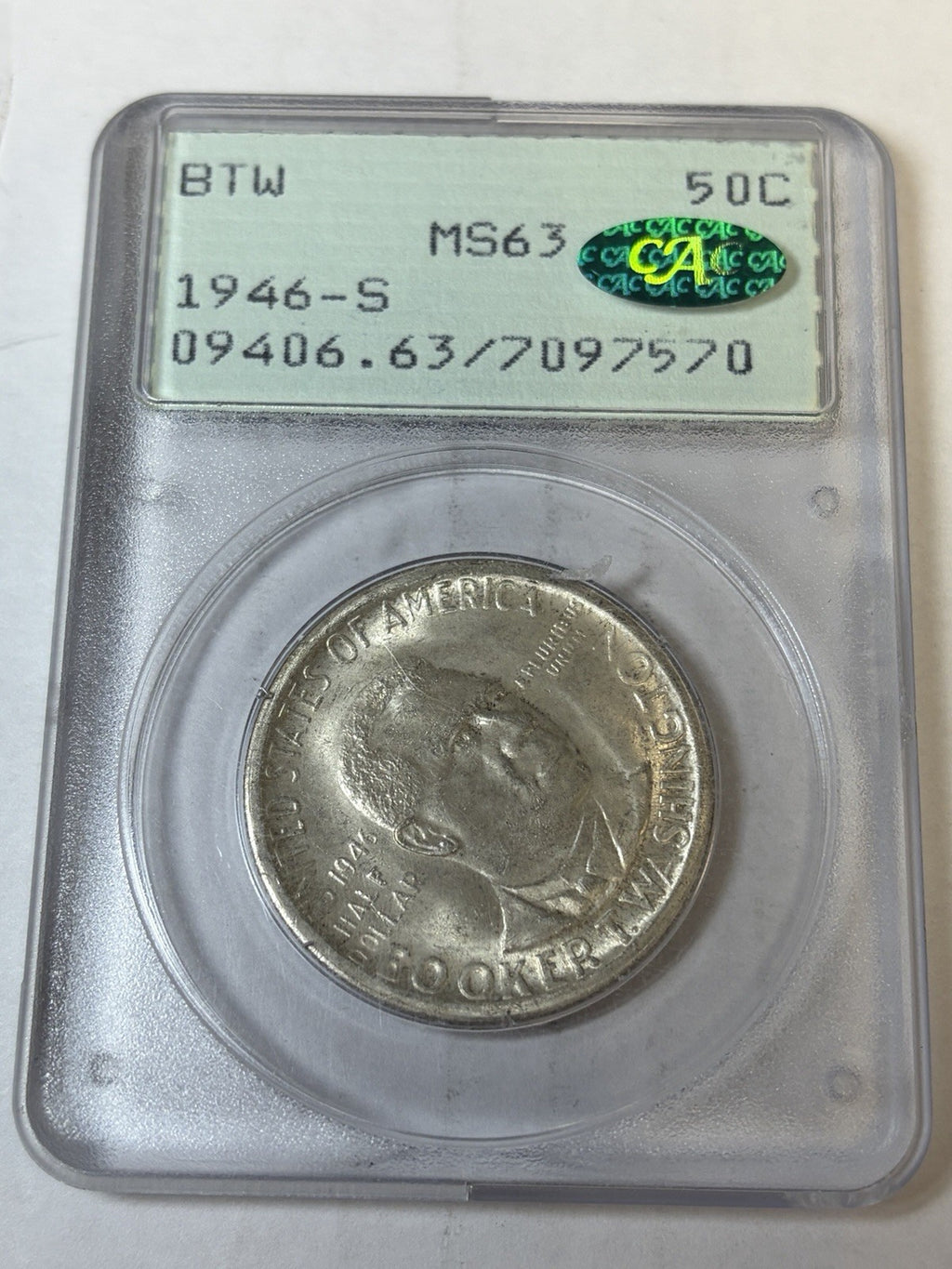 1946-S PCGS MS63 CAC Booker T Washington Commemorative Half Rattler