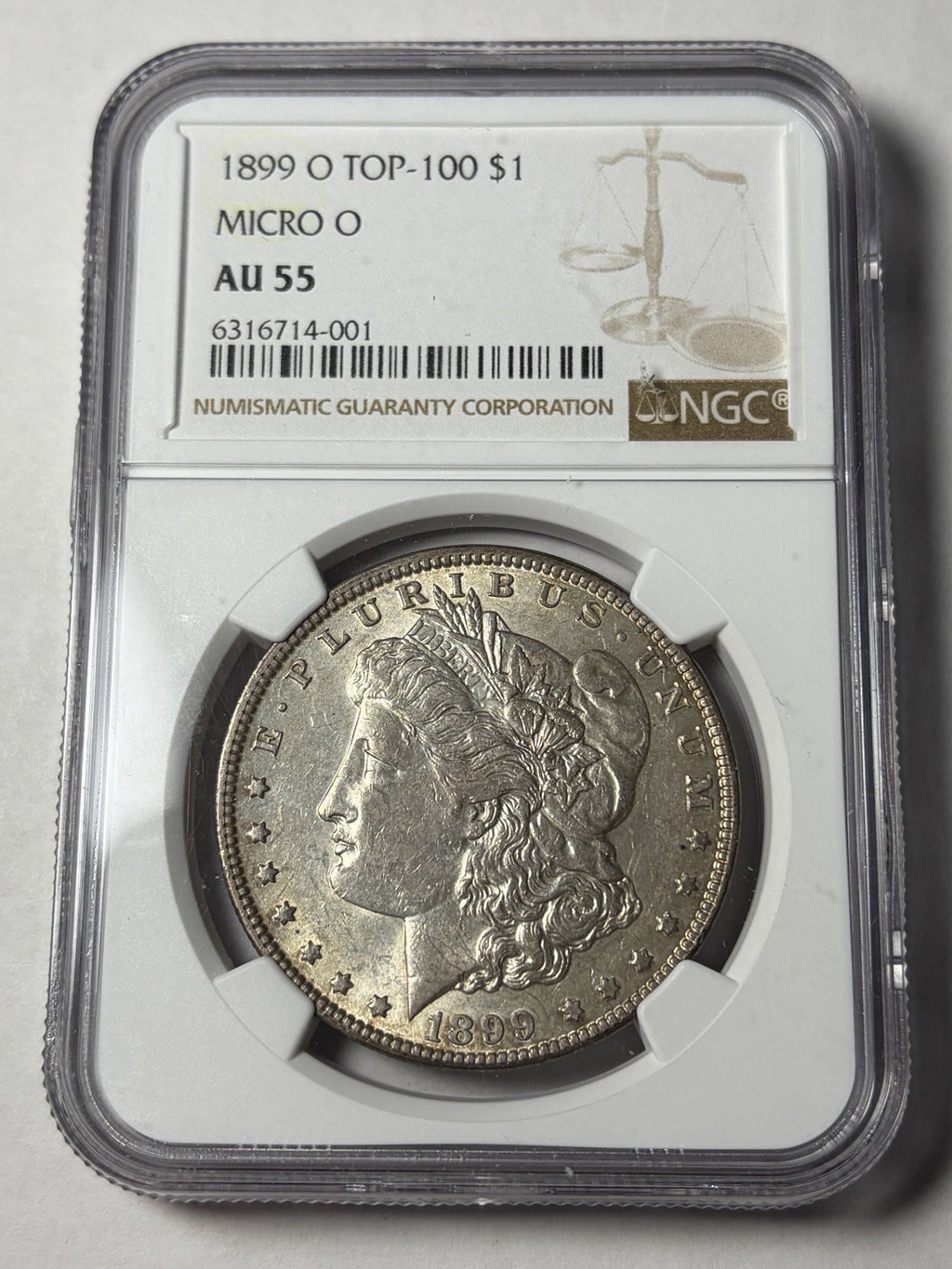 1899-O Micro O NGC AU55 Morgan Silver Dollar TOP-100