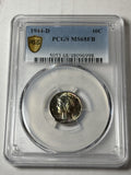 1944-D PCGS MS68 FB Mercury Silver Dime Rainbow Toned