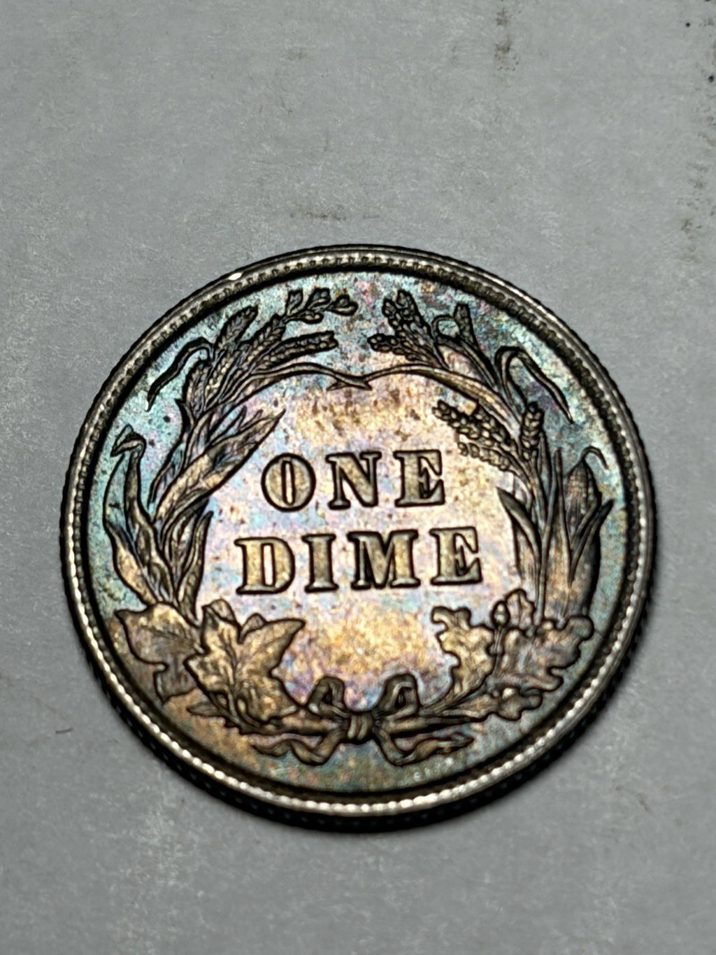 1905 Barber Dime Toned