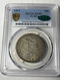 1814 PCGS XF40 CAC Capped Bust Half Dollar O-102a Toned