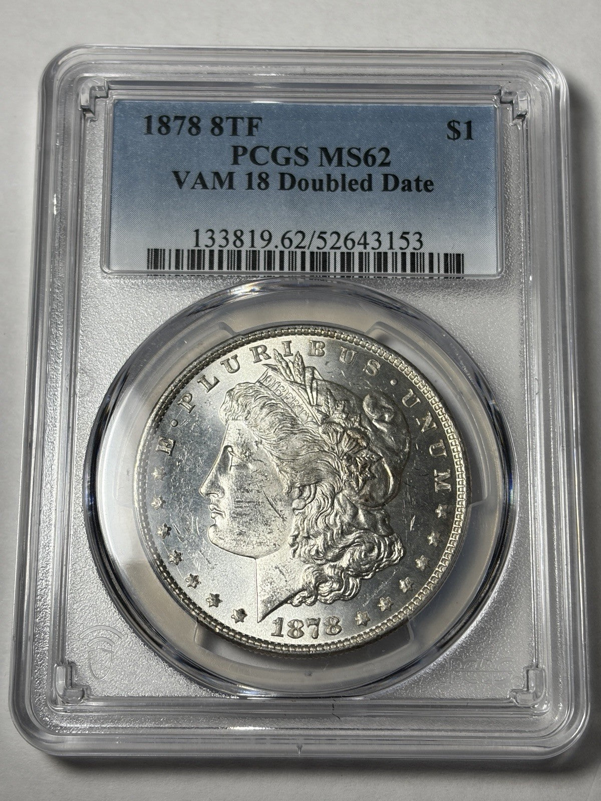 1878 8TF PCGS MS62 Morgan Silver Dollar VAM 18 Doubled Date