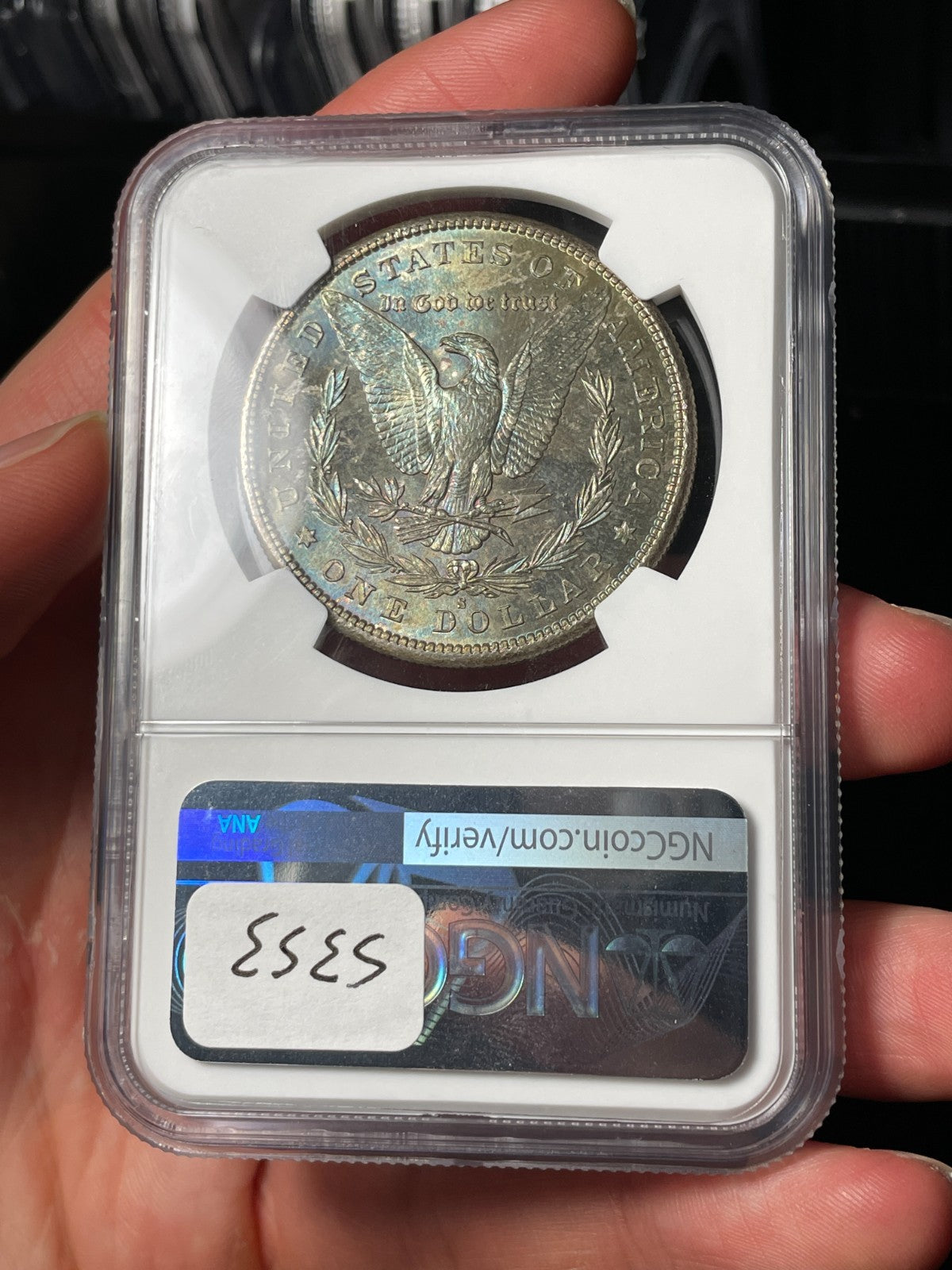 1881-S NGC MS67 Morgan Silver Dollar Blueberry Reverse Toned