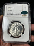1943 NGC AU58 CAC Walking Liberty Half Dollar Everyman Registry