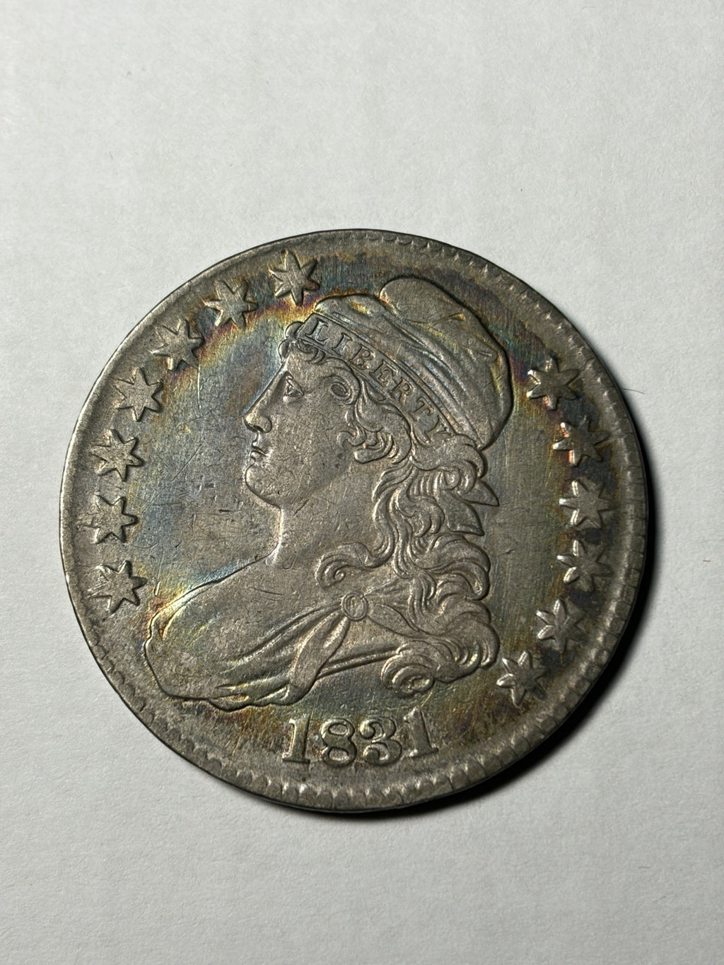1831 Capped Bust Half Dollar Toned Toning Details
