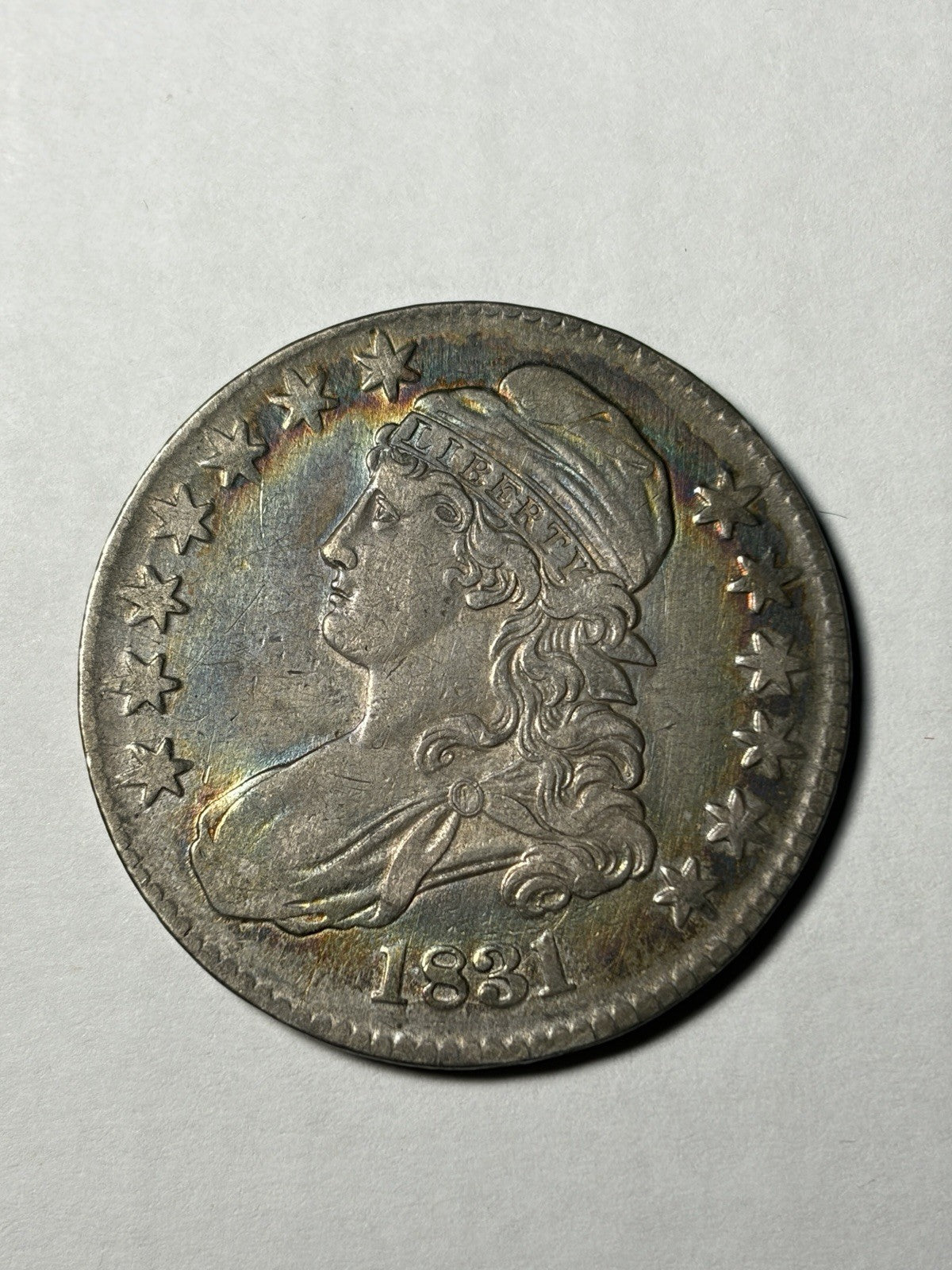 1831 Capped Bust Half Dollar Toned Toning Details