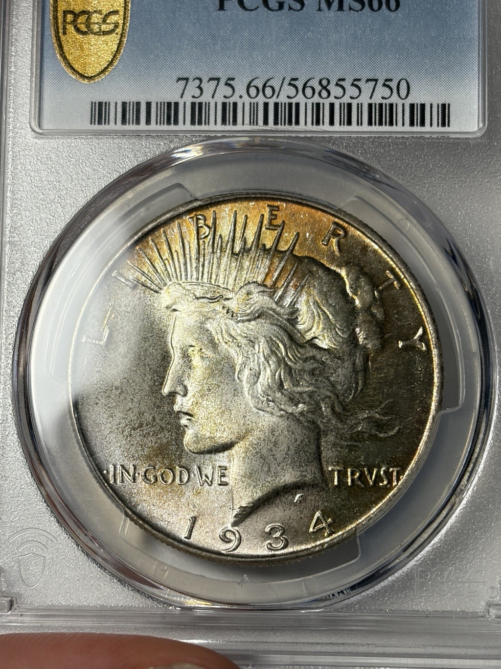 1934 PCGS MS66 Peace Silver Dollar Toned