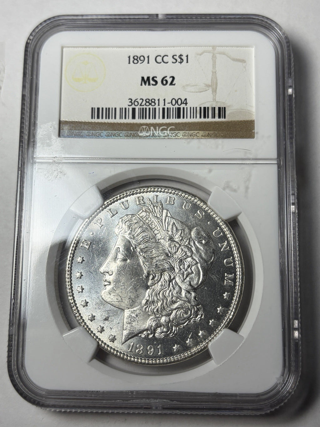 1891-CC NGC MS62 Morgan Silver Dollar