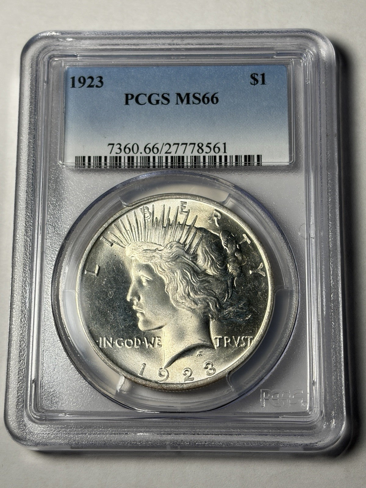 1923 PCGS MS66 Peace Silver Dollar