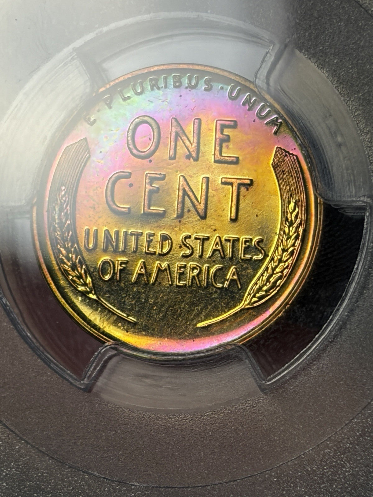 1942 PCGS PR65 BN Lincoln Wheat Cent Incredible Monster Toned Neon Green Blue