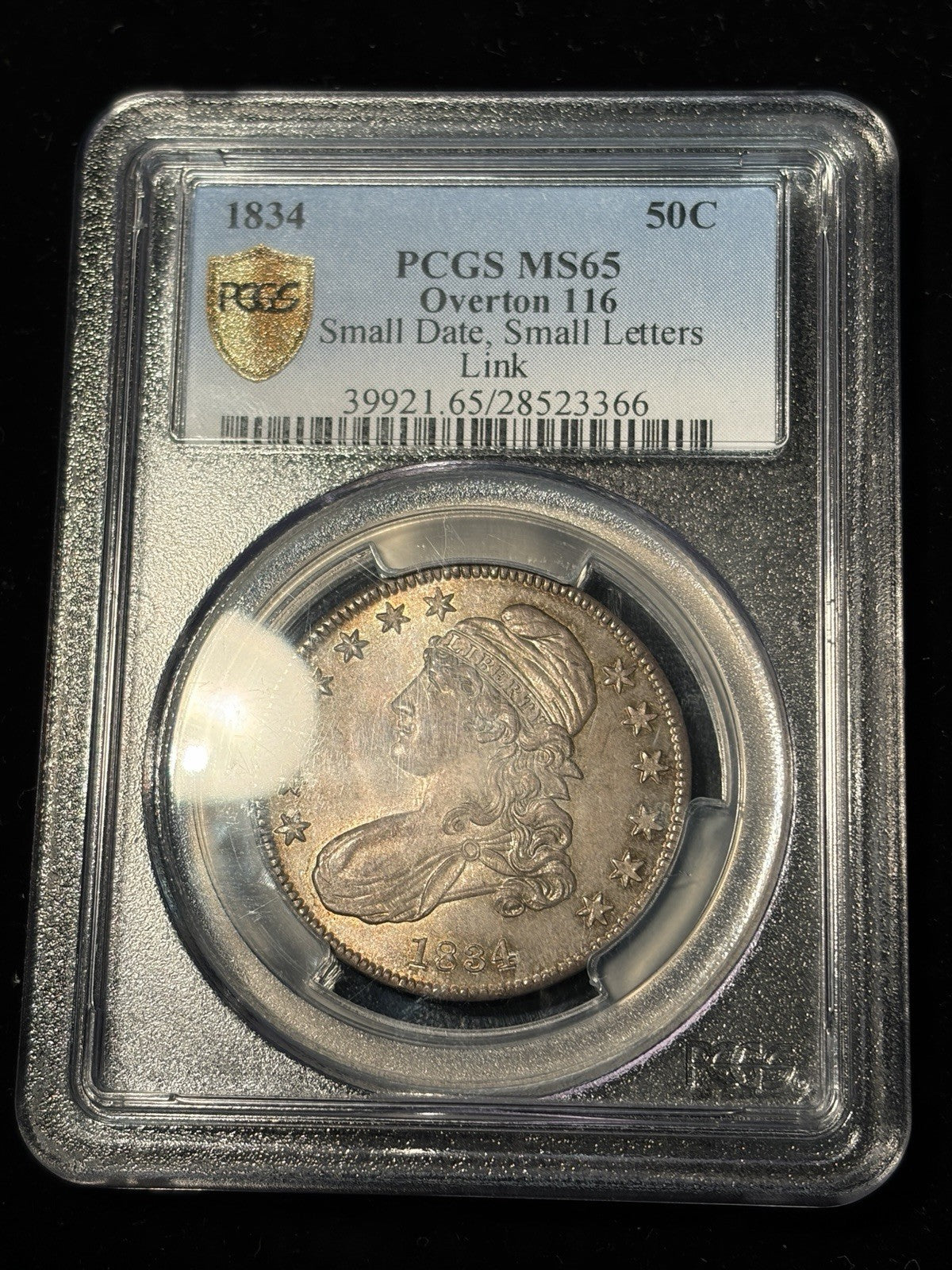1834 PCGS MS65 Overton 116 SM Date, SM Letters Capped Bust Half