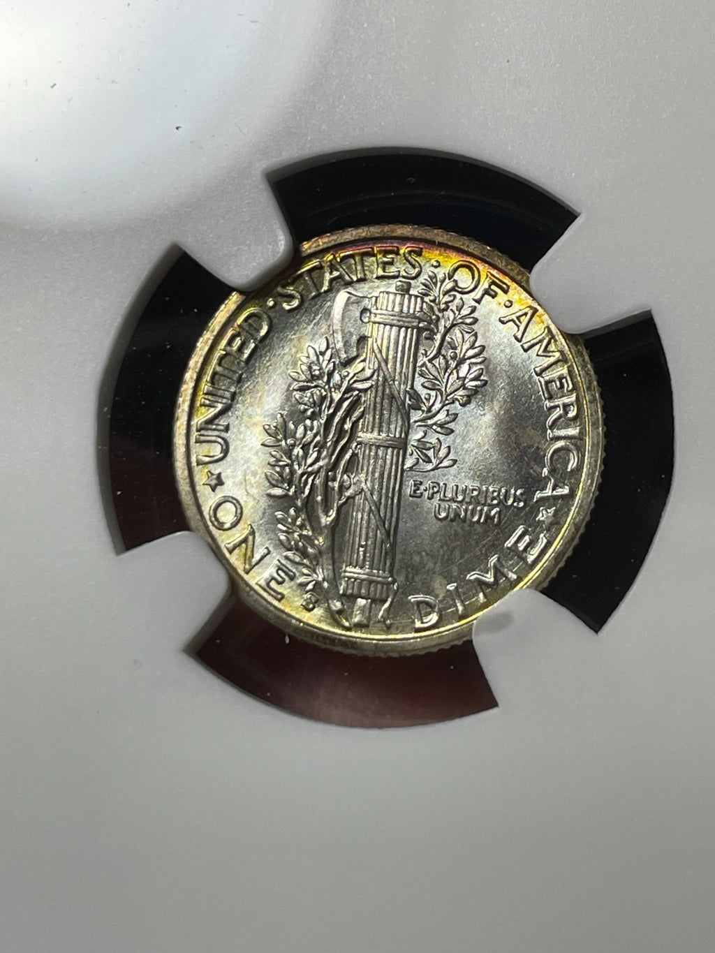 1935-S NGC MS64 FB Mercury Silver Dime Flashy Toned