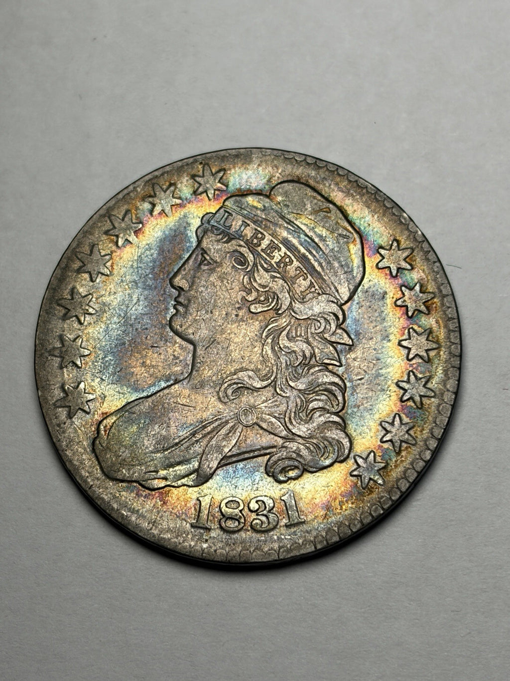 1831 Capped Bust Half Dollar Toned Toning Details