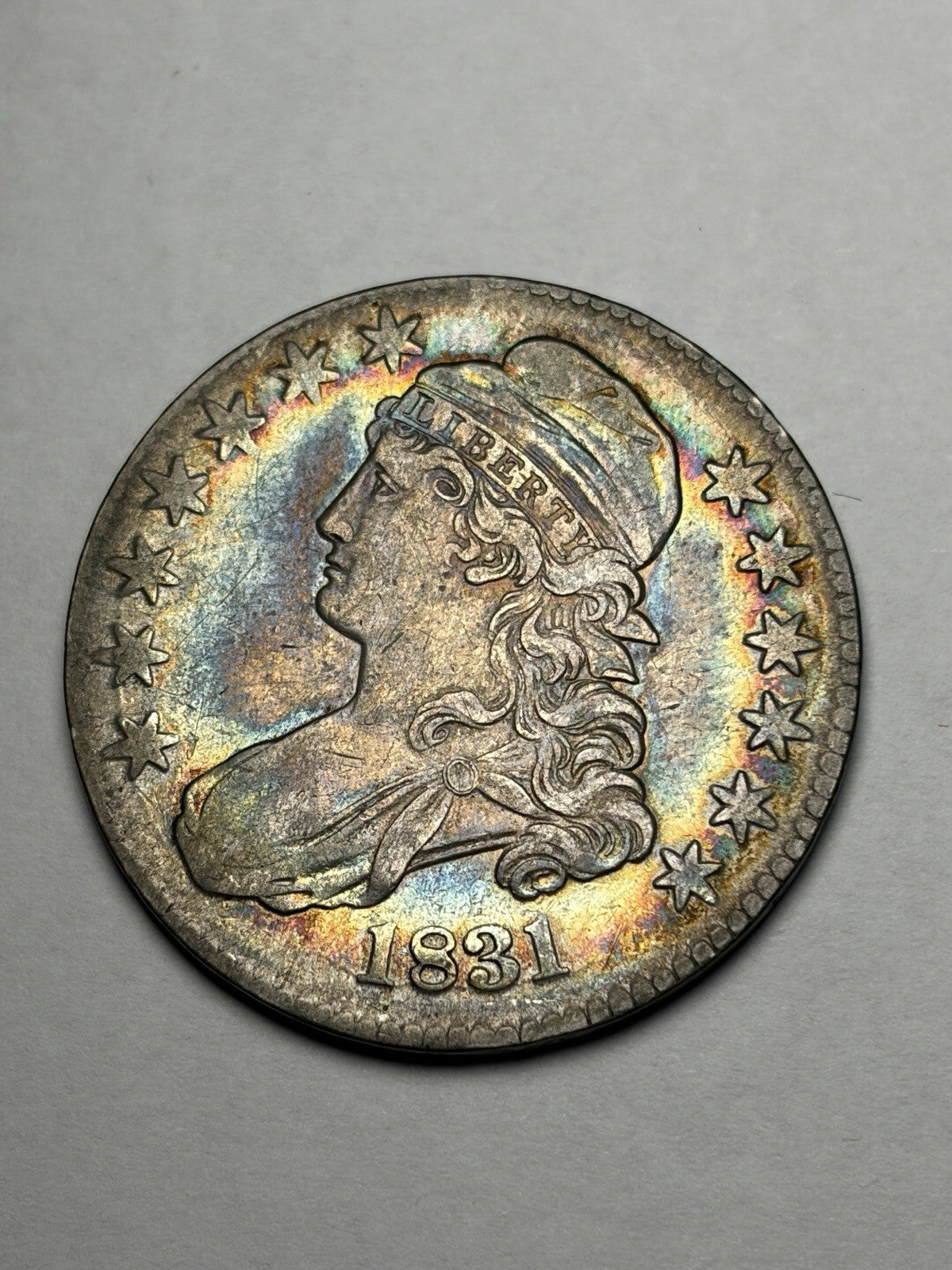 1831 Capped Bust Half Dollar Toned Toning Details