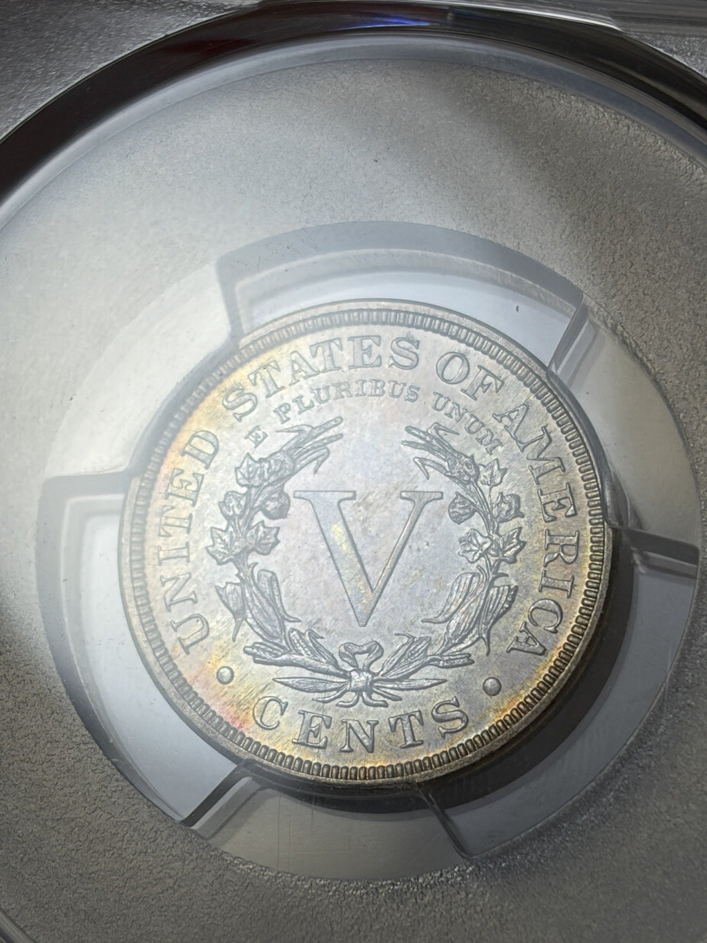 1889 PCGS PR66 CAC Liberty V Nickel Rainbow Toned