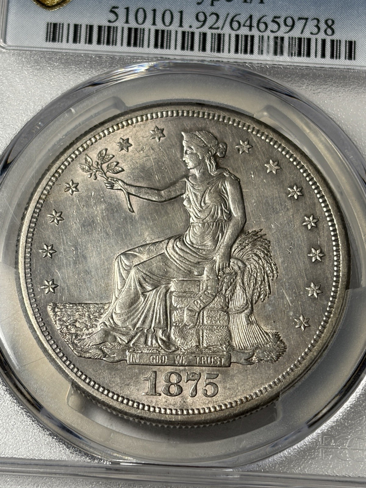 1875-S PCGS UNC Details Trade Silver Dollar Type 1/1