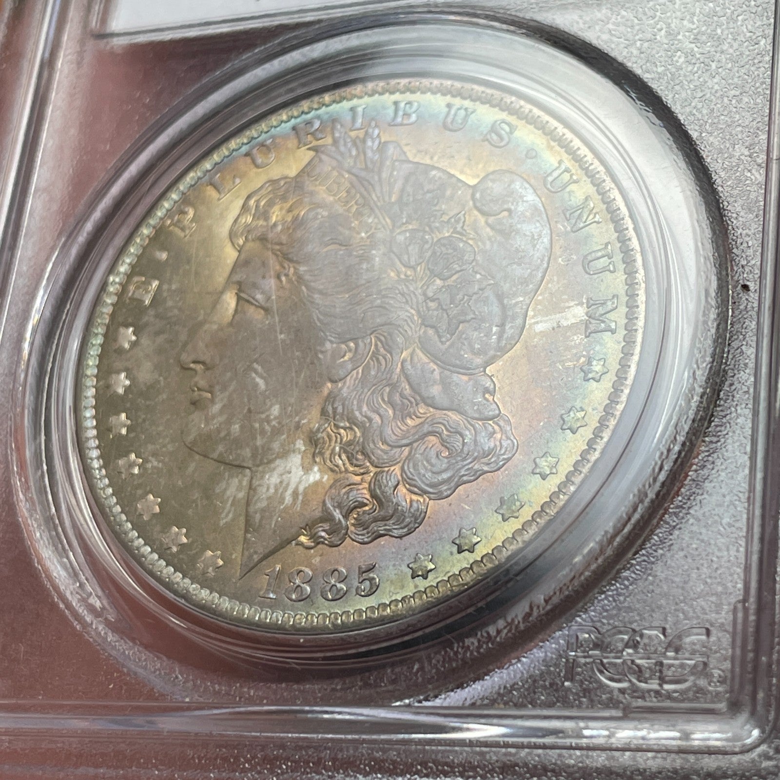 1885-O PCGS MS65 CAC Morgan Silver Dollar Dual Sided Toner PQ Coin