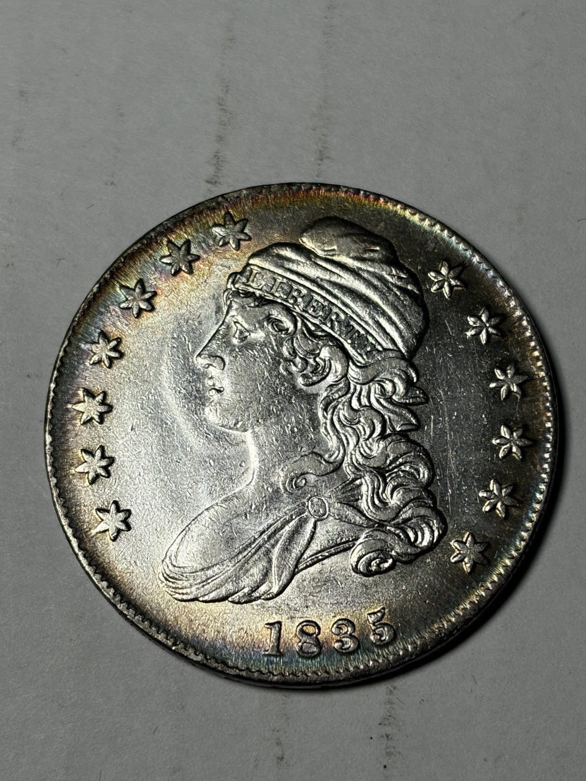 1835 Capped Bust Half Dollar Toned Details