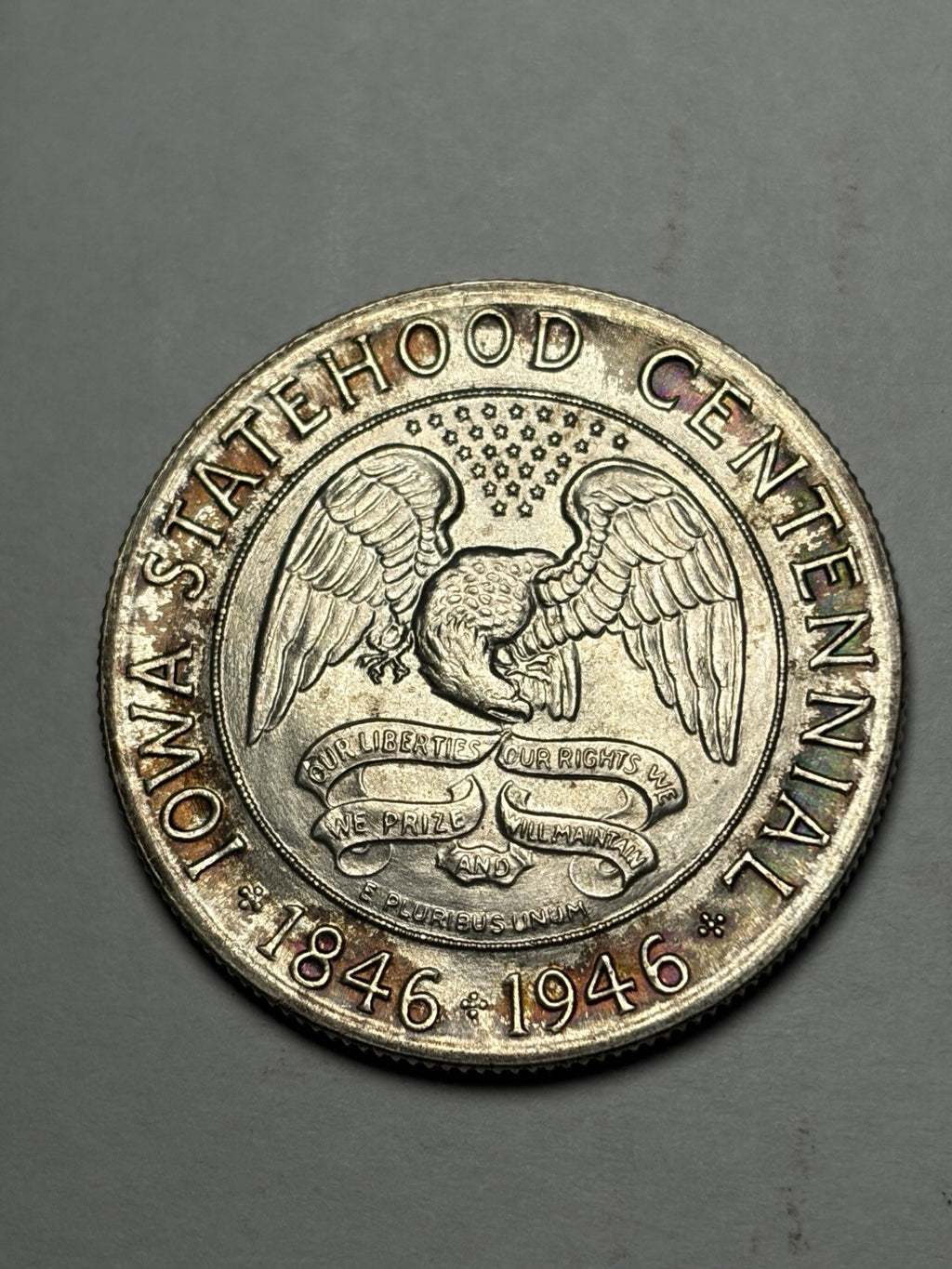 1946 Iowa Commemorative Half Dollar Uncirculated Toned