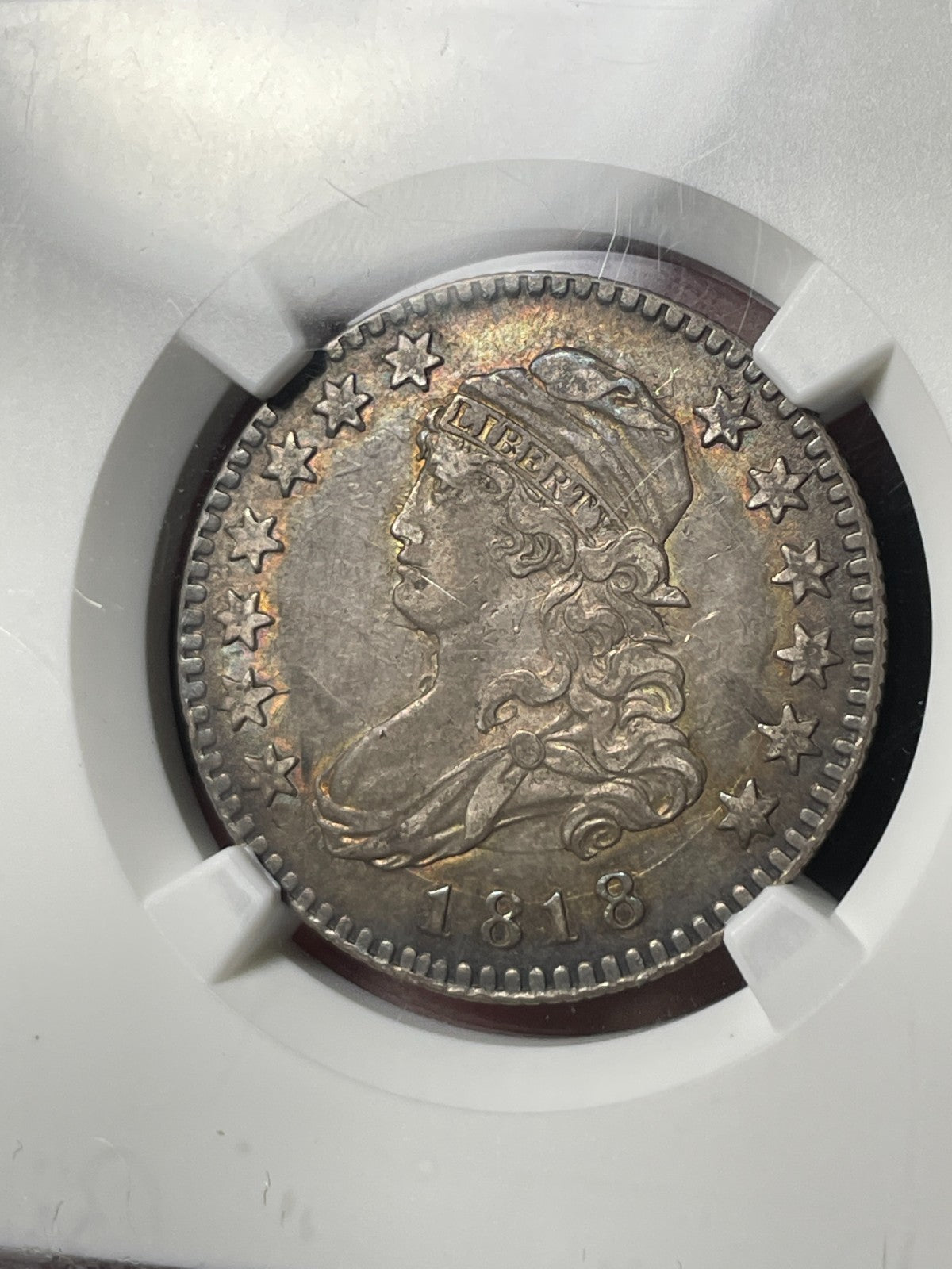 1818 NGC XF45 Capped Bust Quarter Toned Original Nice