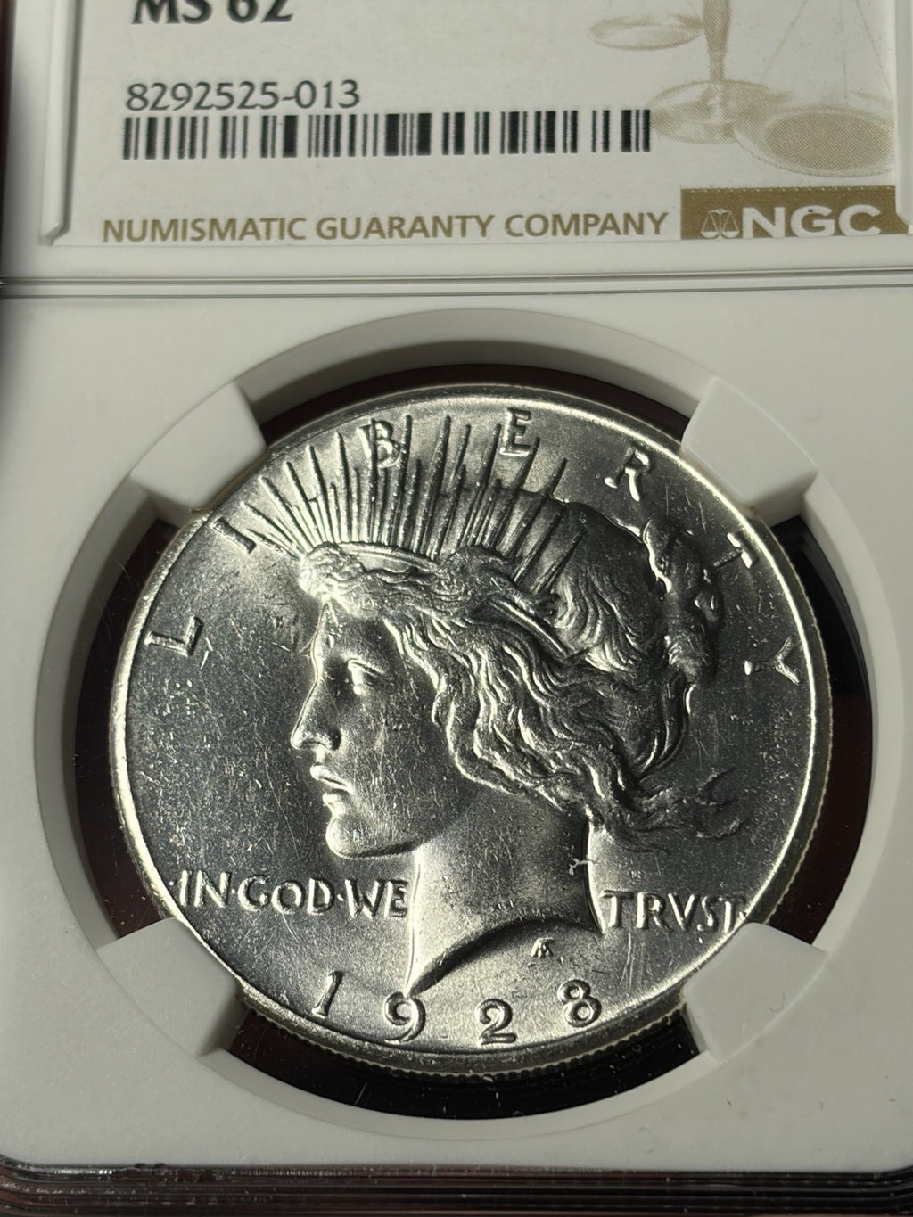 1928 NGC MS62 Peace Silver Dollar Key Date Blast White