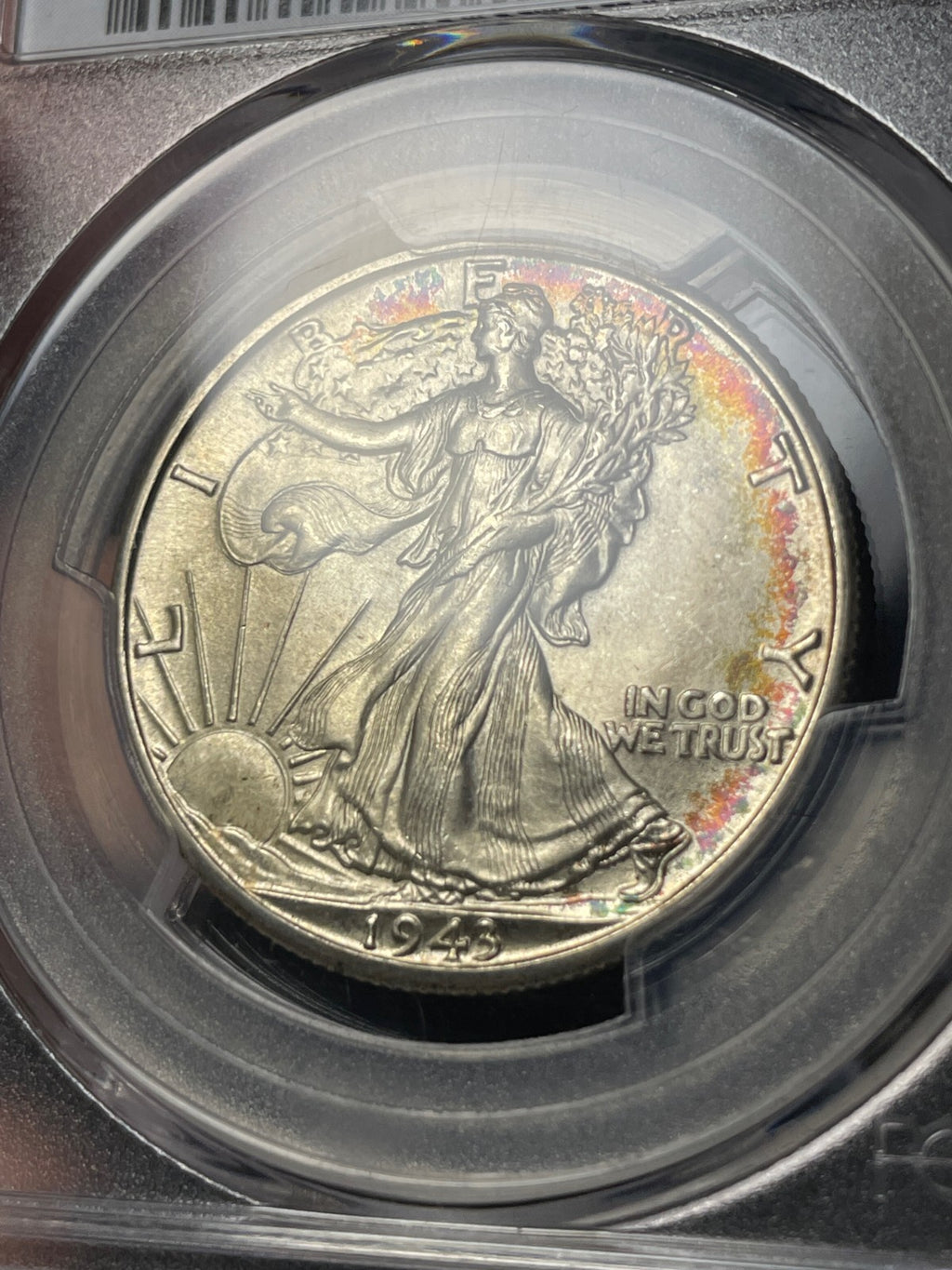 1943-D PCGS MS67 CAC Walking Liberty Half Dollar Toned