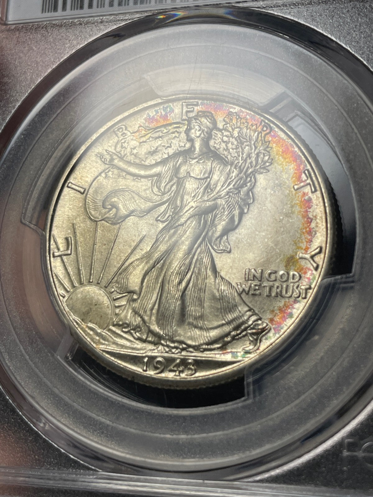 1943-D PCGS MS67 CAC Walking Liberty Half Dollar Toned