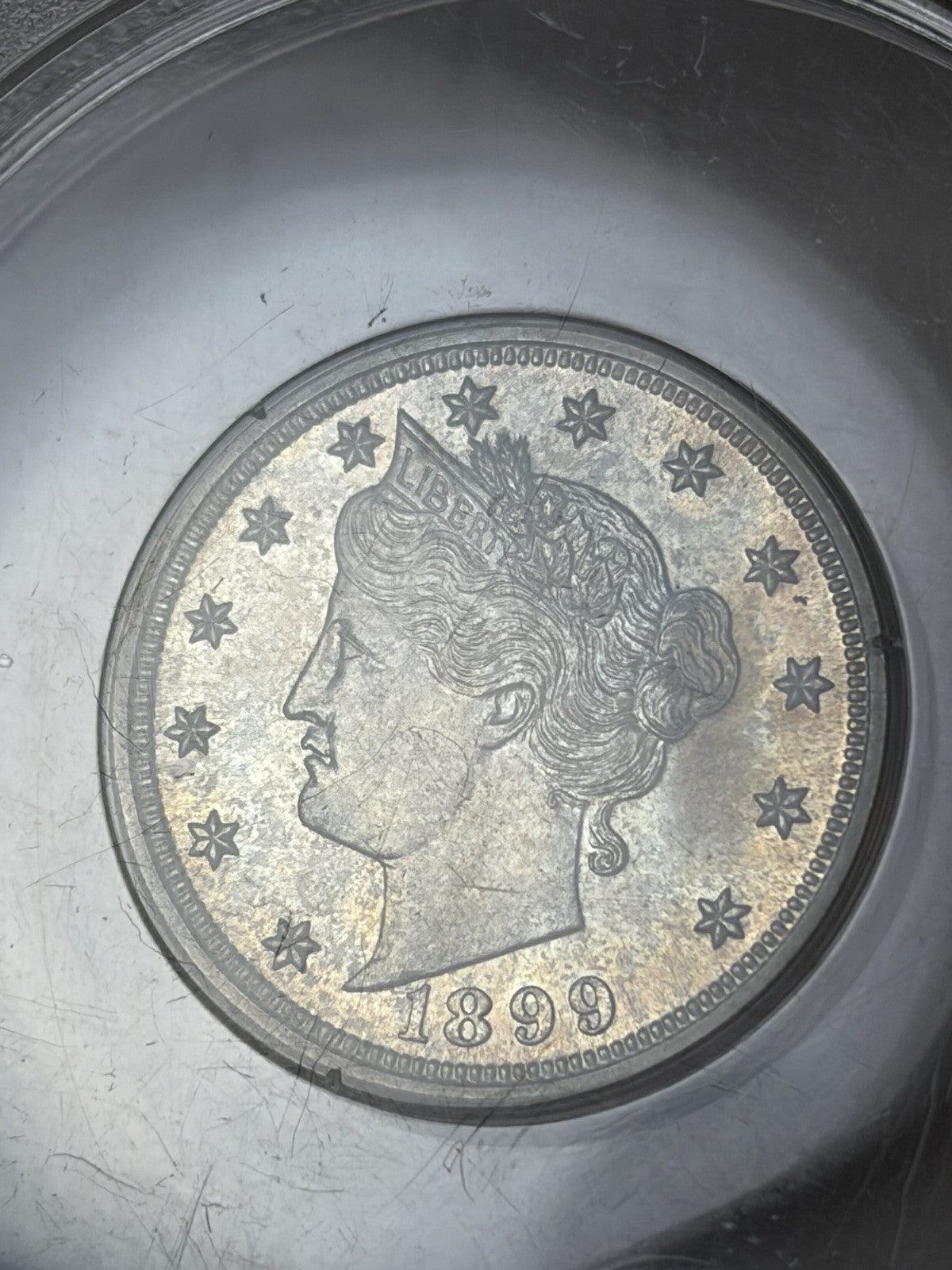 1899 PCGS PR65 CAC Liberty V Nickel Rattler Toned