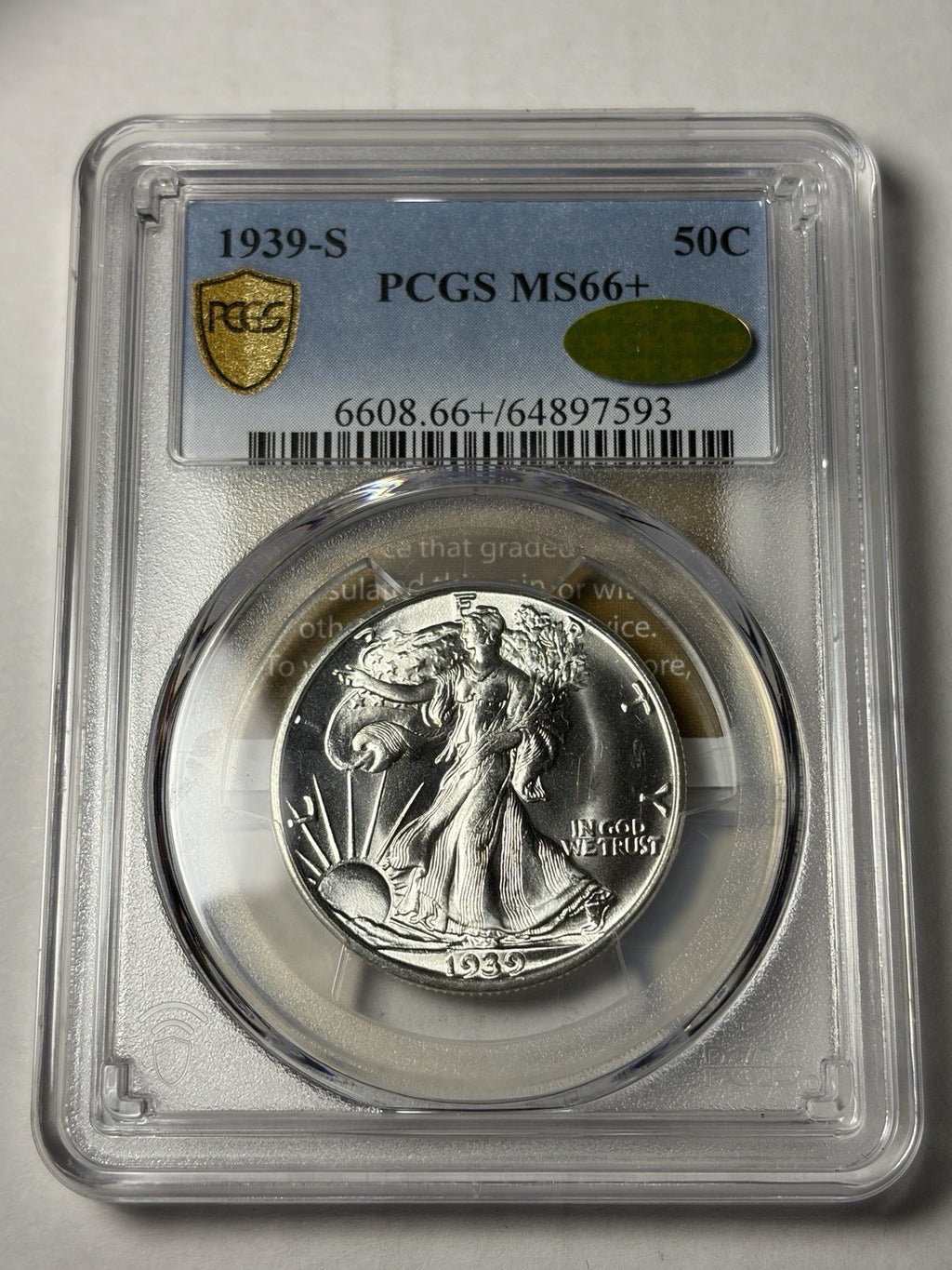 1939-S PCGS MS66+ GOLD CAC Walking Liberty Half Dollar