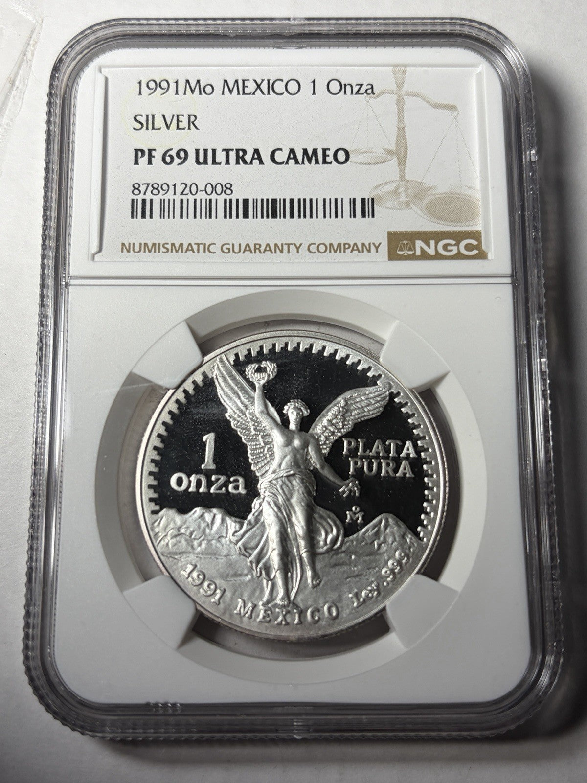 1991 Mo NGC PF69 Ultra Cameo Mexico 1 Onza Libertad PROOF Silver
