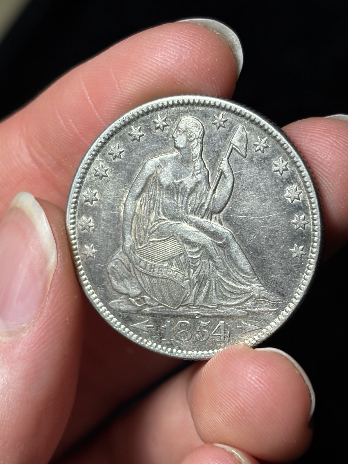 1854-O With Arrows Seated Liberty Half Dollar