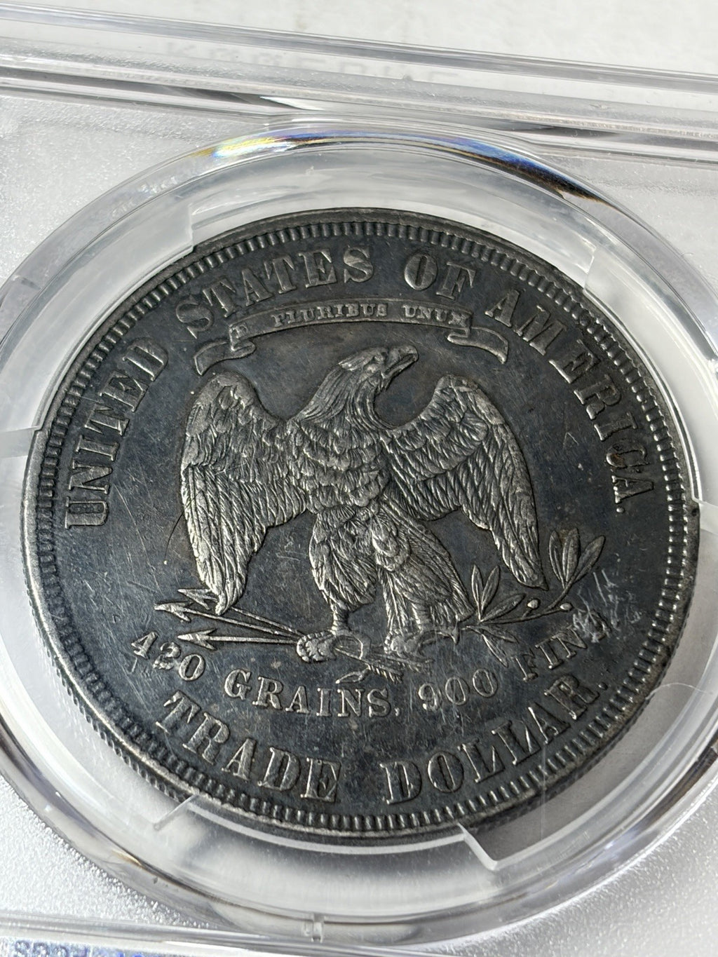 1877 PCGS XF Details Trade Silver Dollar