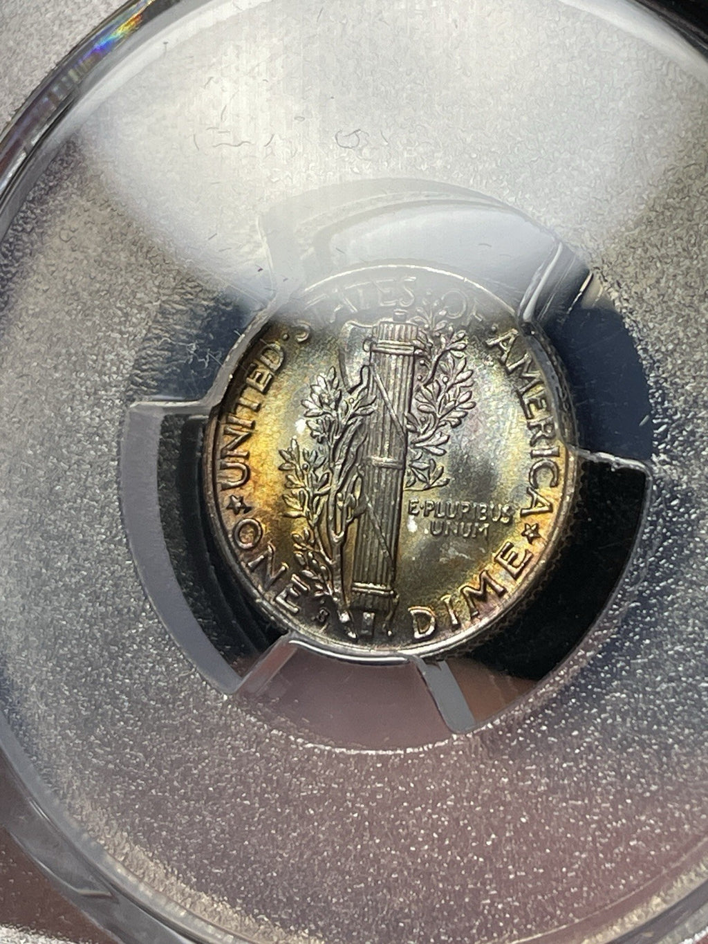 1937-S PCGS MS65 CAC Mercury Silver Dime Toned Nice