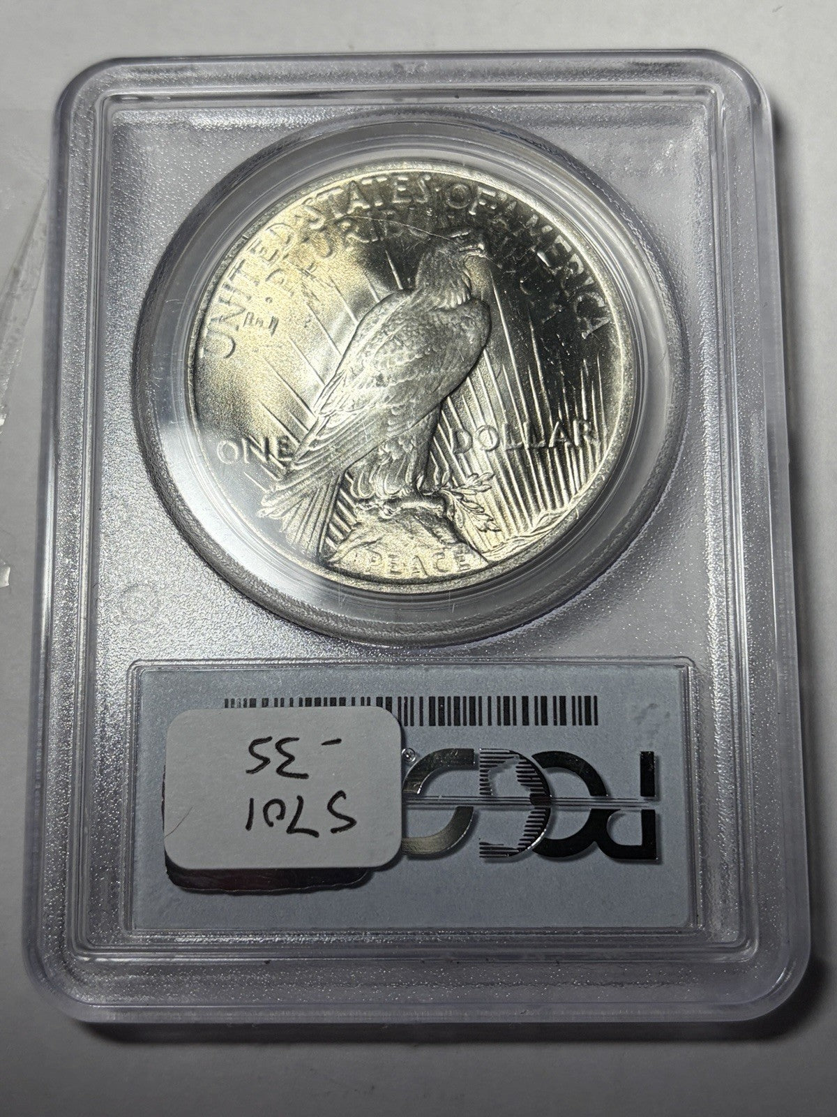 1923 PCGS MS65 Peace Silver Dollar Old Holder