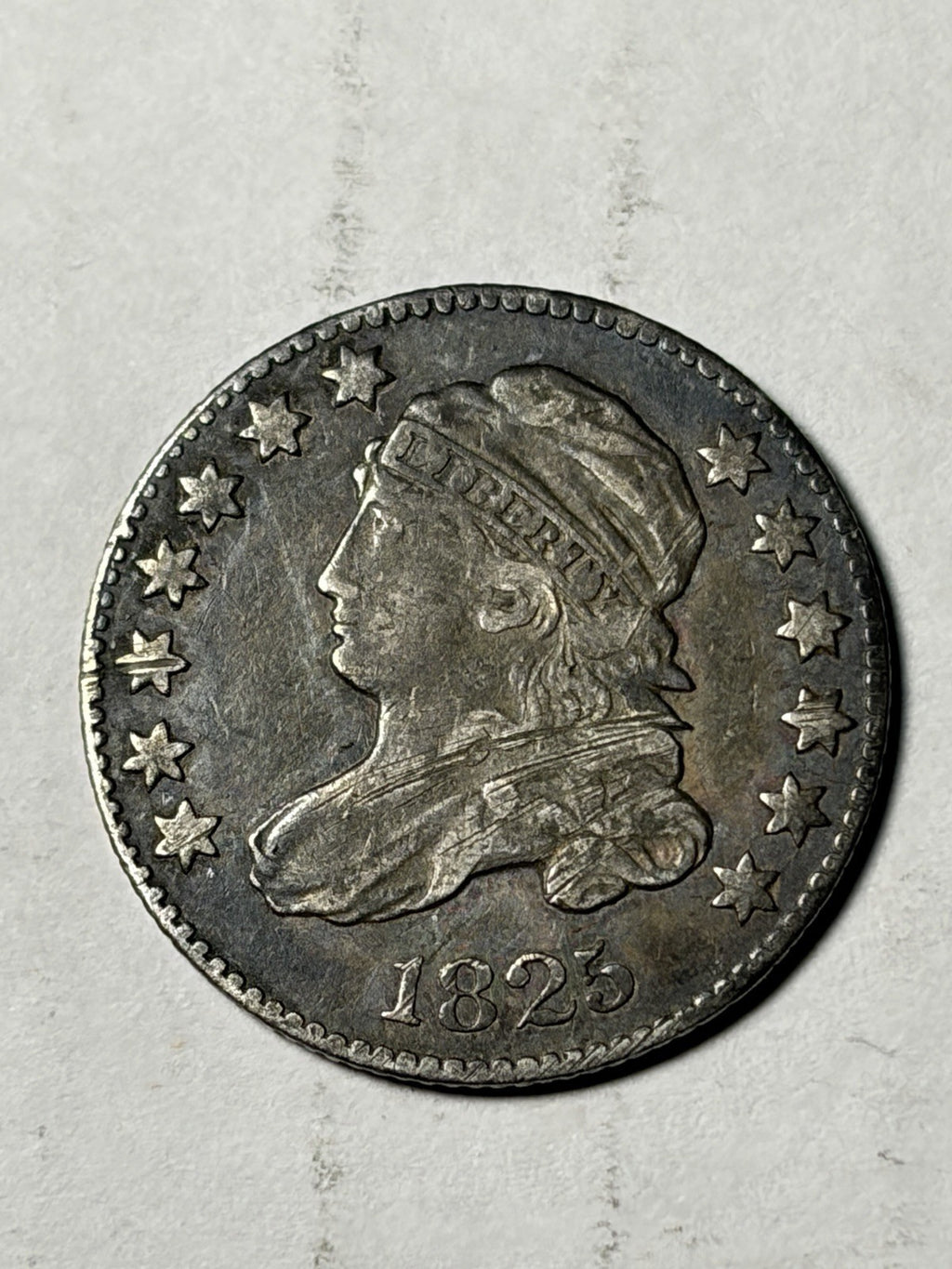 1825 Capped Bust Dime Toned Details