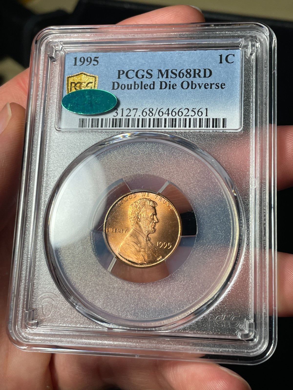 1995 PCGS MS68 RD CAC Lincoln Memorial Cent Doubled Die Obverse
