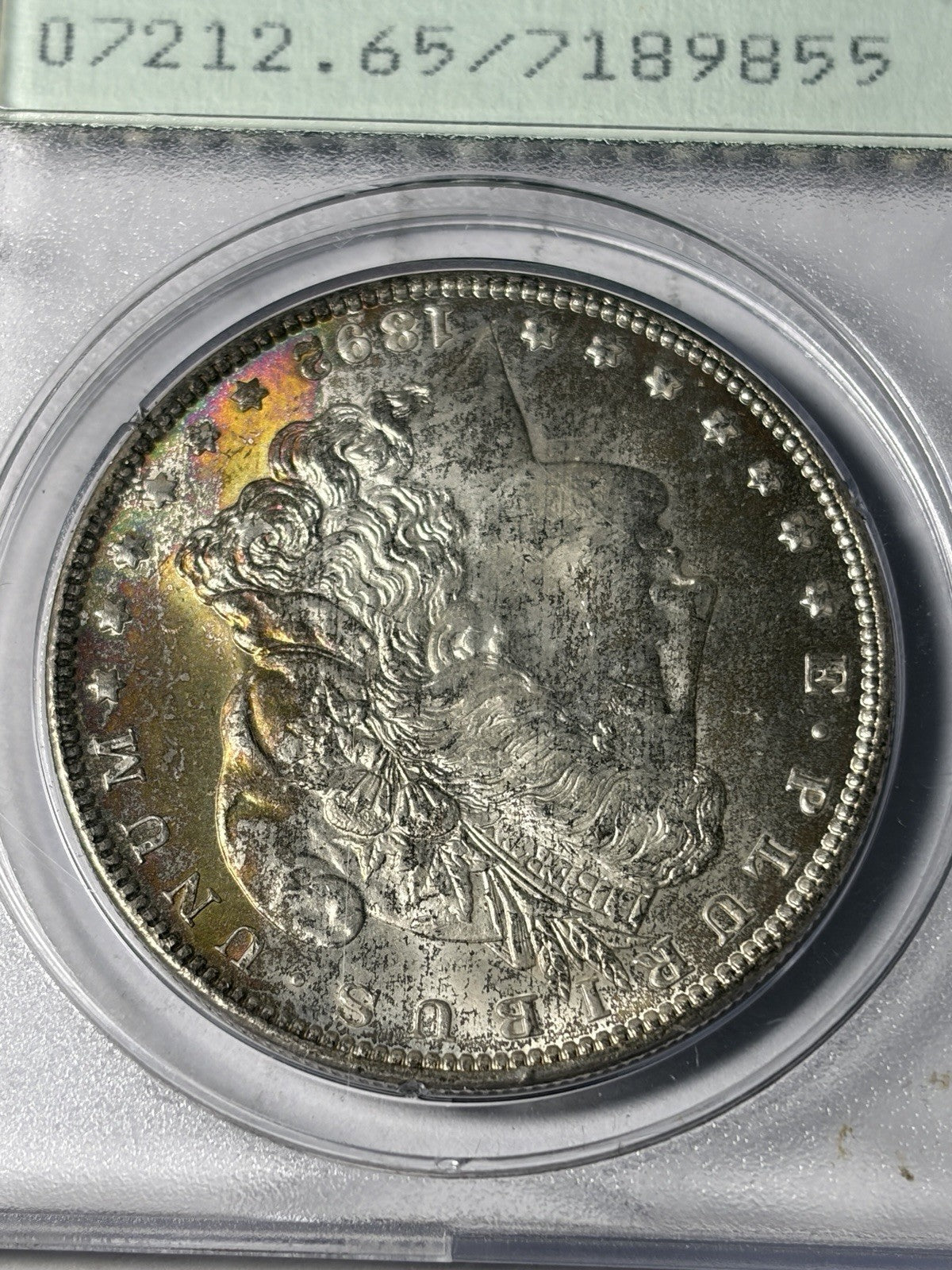 1892 PCGS MS65 Morgan Silver Dollar Toned Rattler WOW