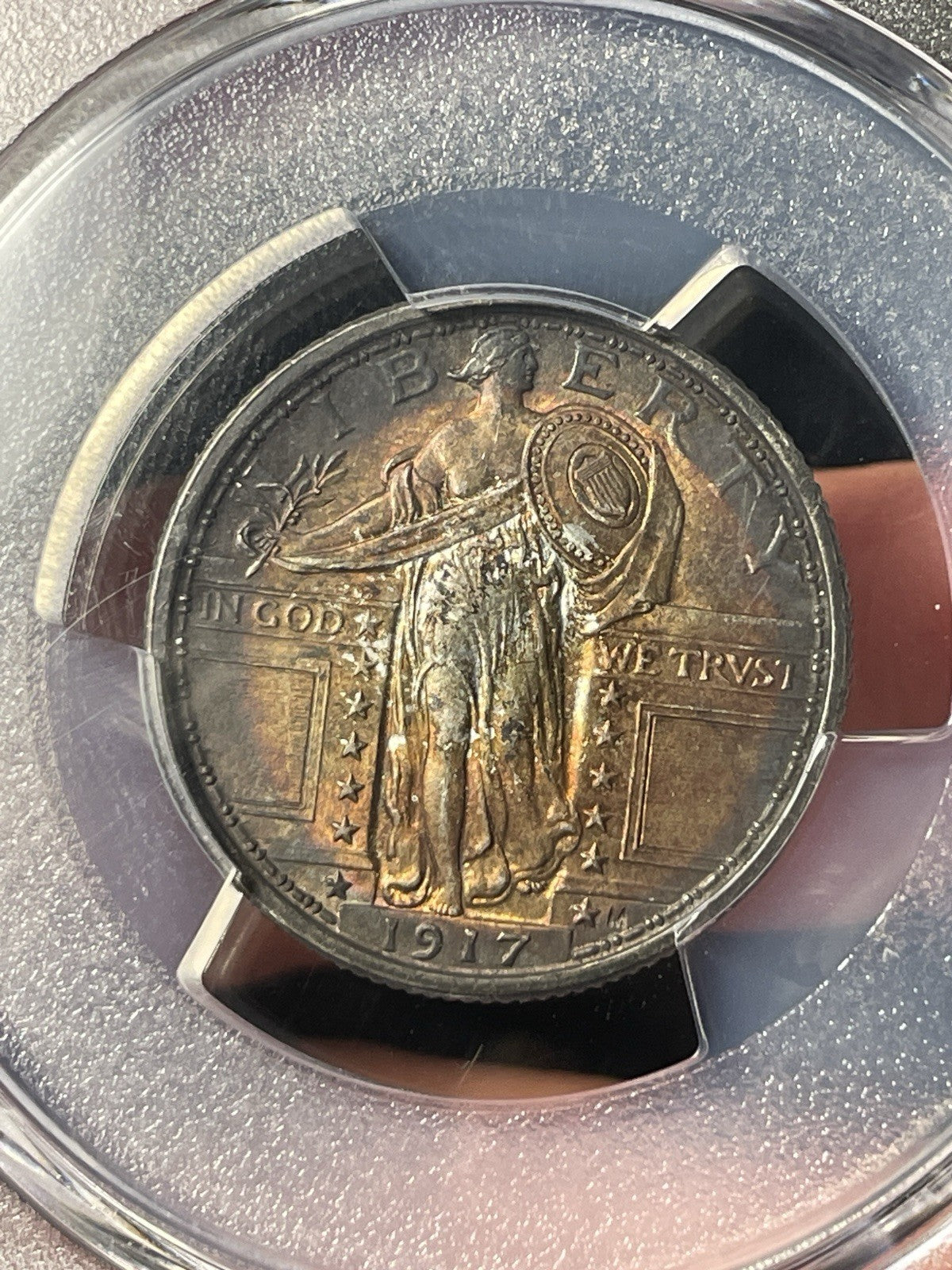 1917 PCGS MS65 FH Standing Liberty Quarter Toned