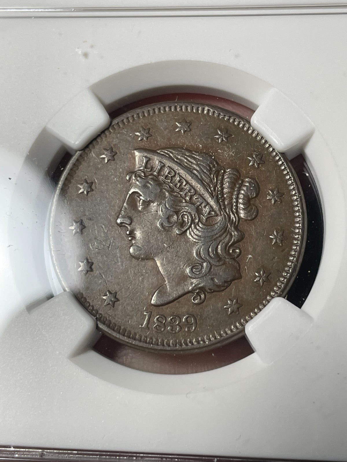 1839 NGC XF45 BN Booby Head Large Cent