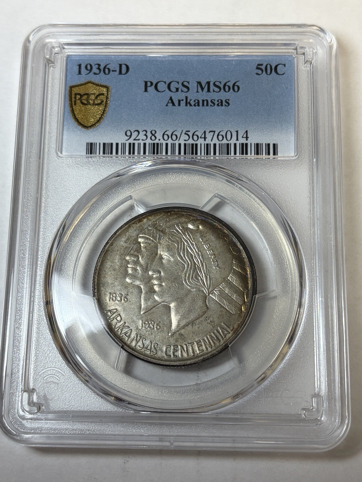 1936-D PCGS MS66 Arkansas Commemorative Half Dollar Toned