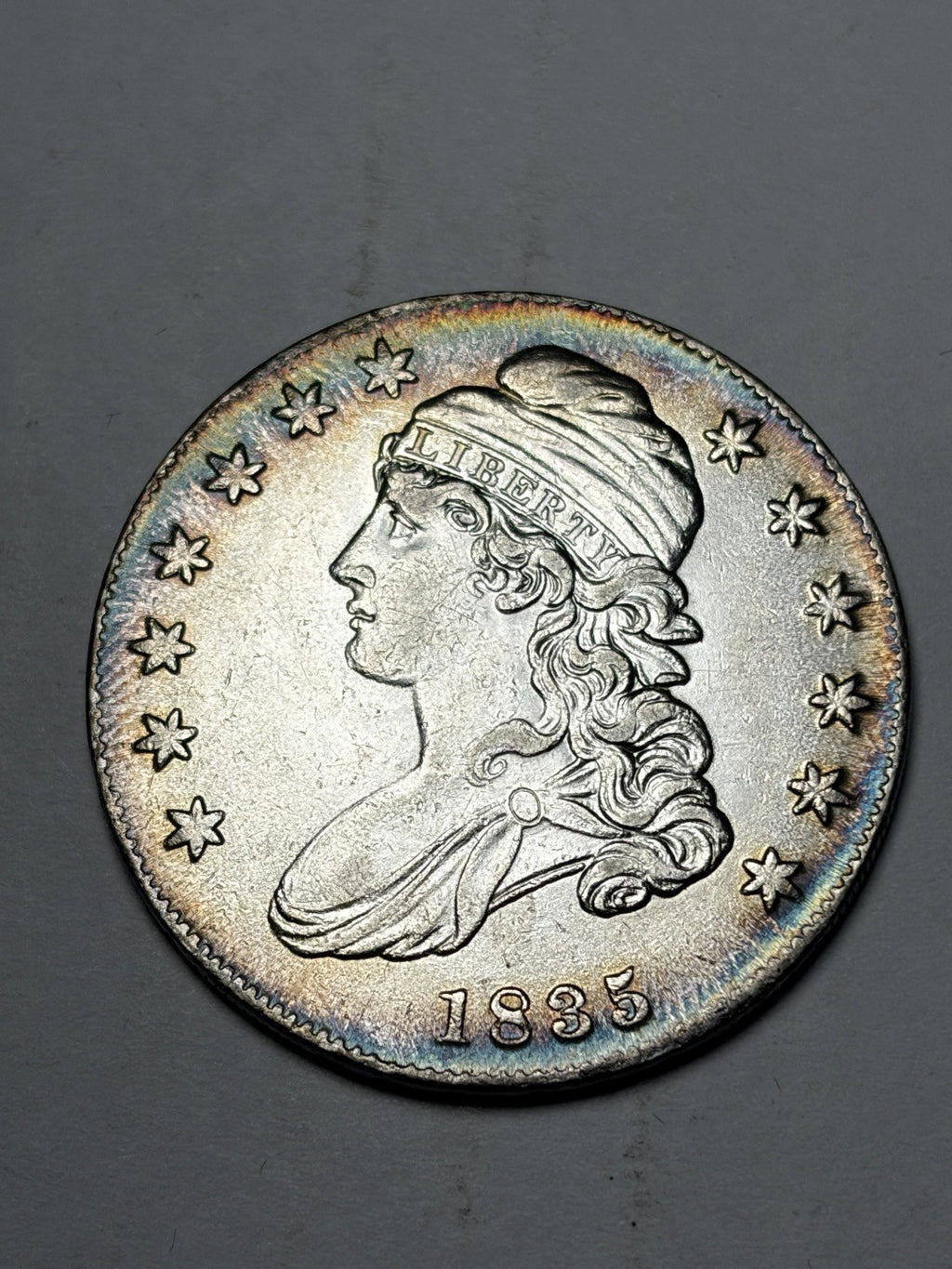 1835 Capped Bust Half Dollar Toned Details
