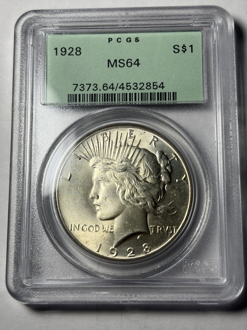 1928 PCGS MS64 Peace Silver Dollar Old Green Holder