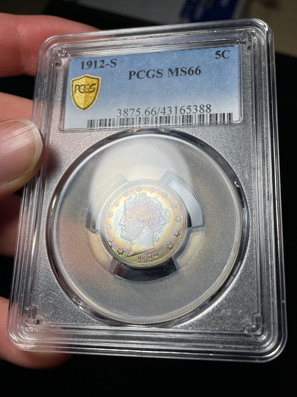 1912-S PCGS MS66 Liberty V Nickel Key Date Rainbow Toning WOW!