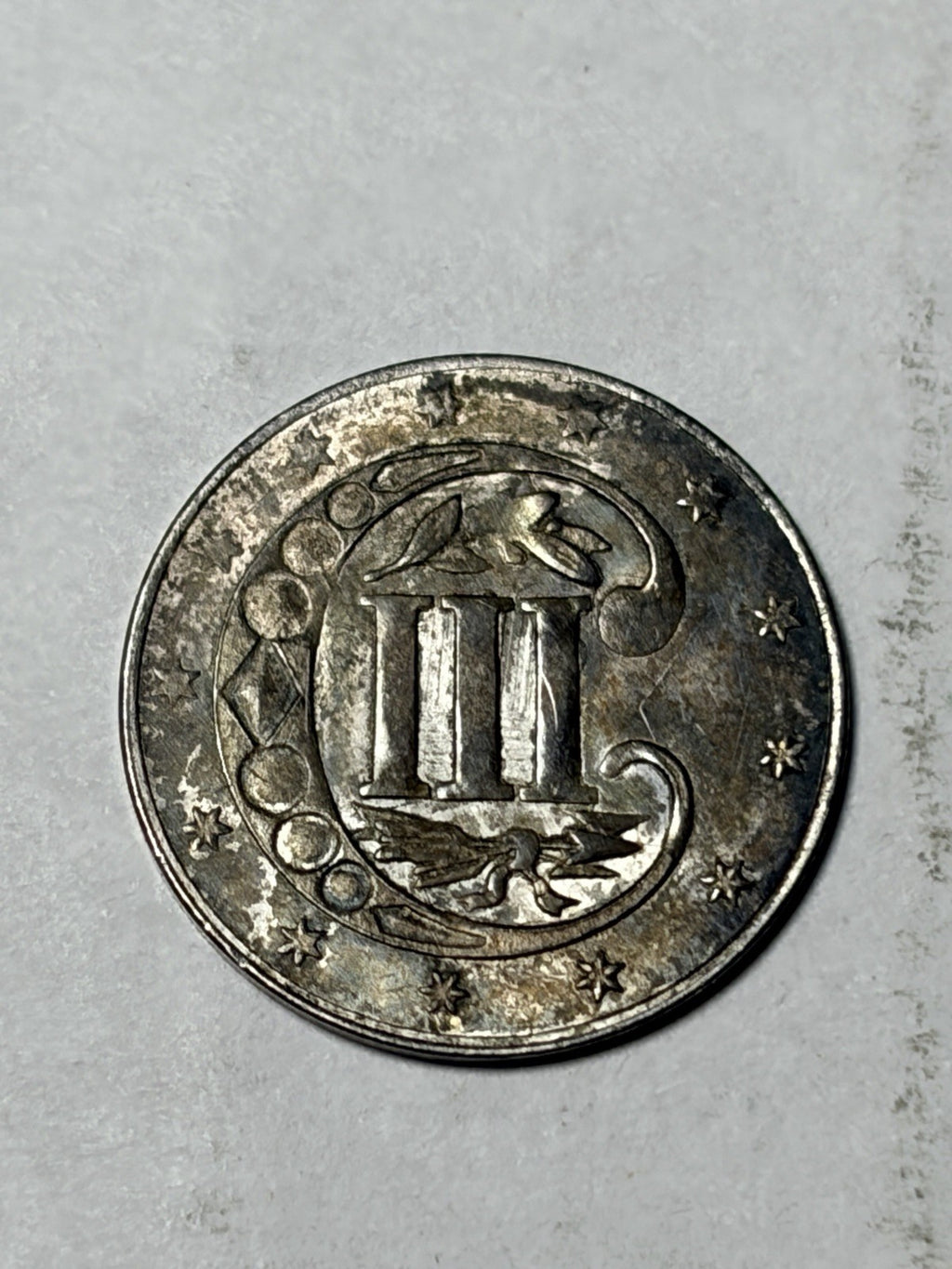1861 Three Cent Silver Toned