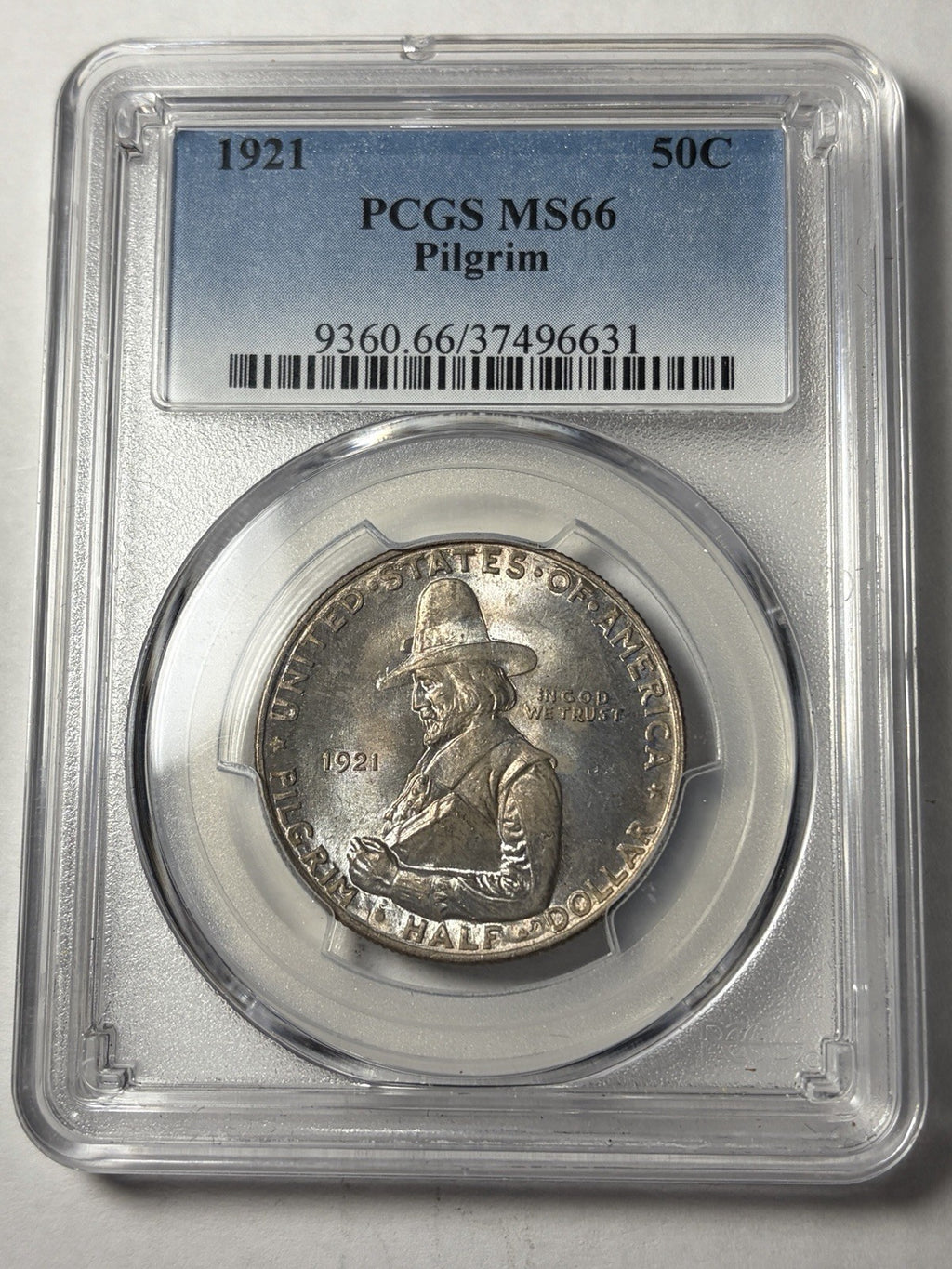 1921 PCGS MS66 Pilgrim Commemorative Half Dollar Toned