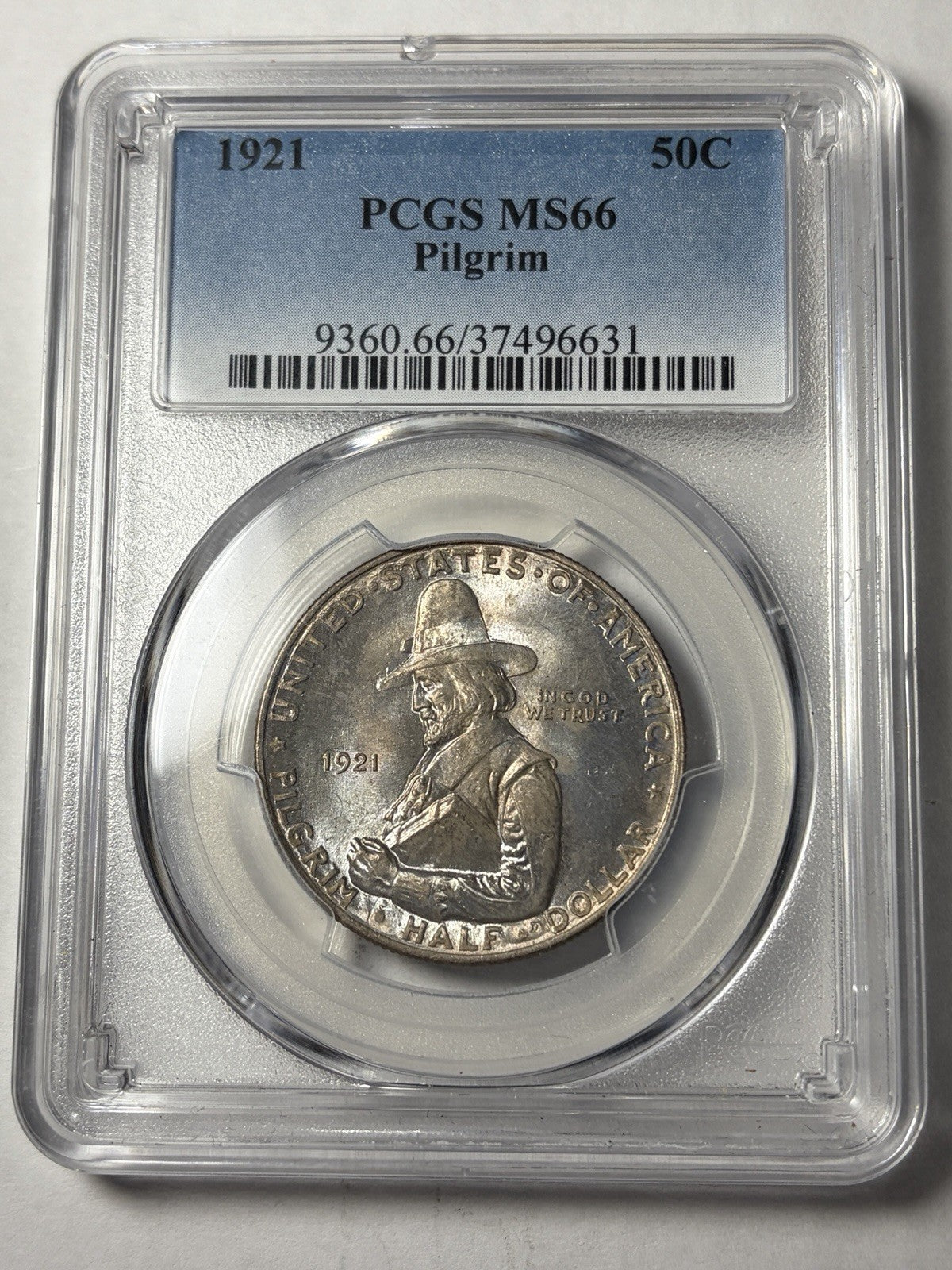 1921 PCGS MS66 Pilgrim Commemorative Half Dollar Toned