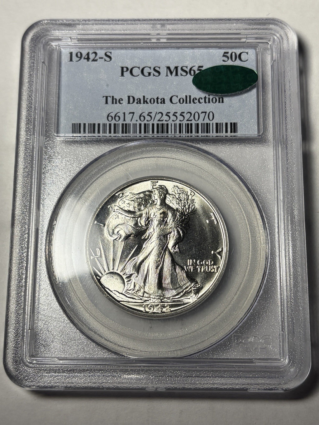 1942-S PCGS MS65 CAC Walking Liberty The Dakota Collection